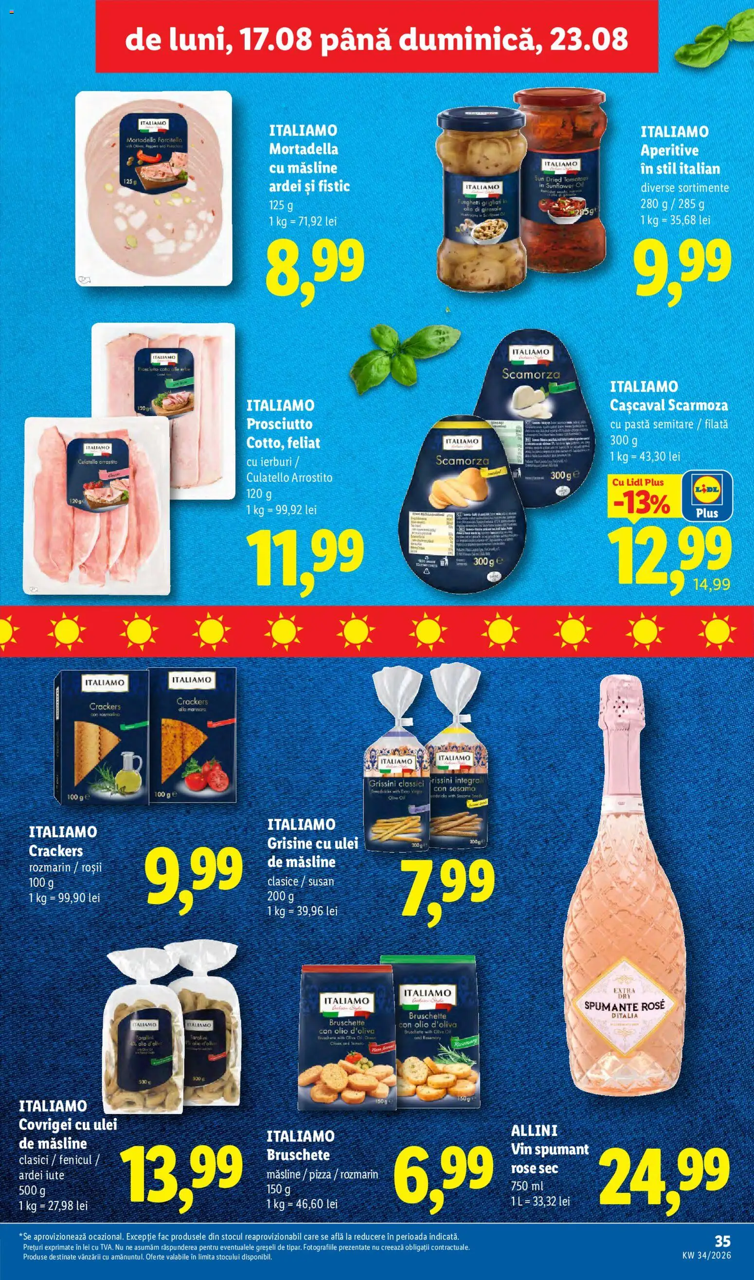 Noul catalog Lidl – valabil de la 17.08.2026 | Pagină: 35 | Produse: Măsline, Ulei de masline, Roșii, Italiamo