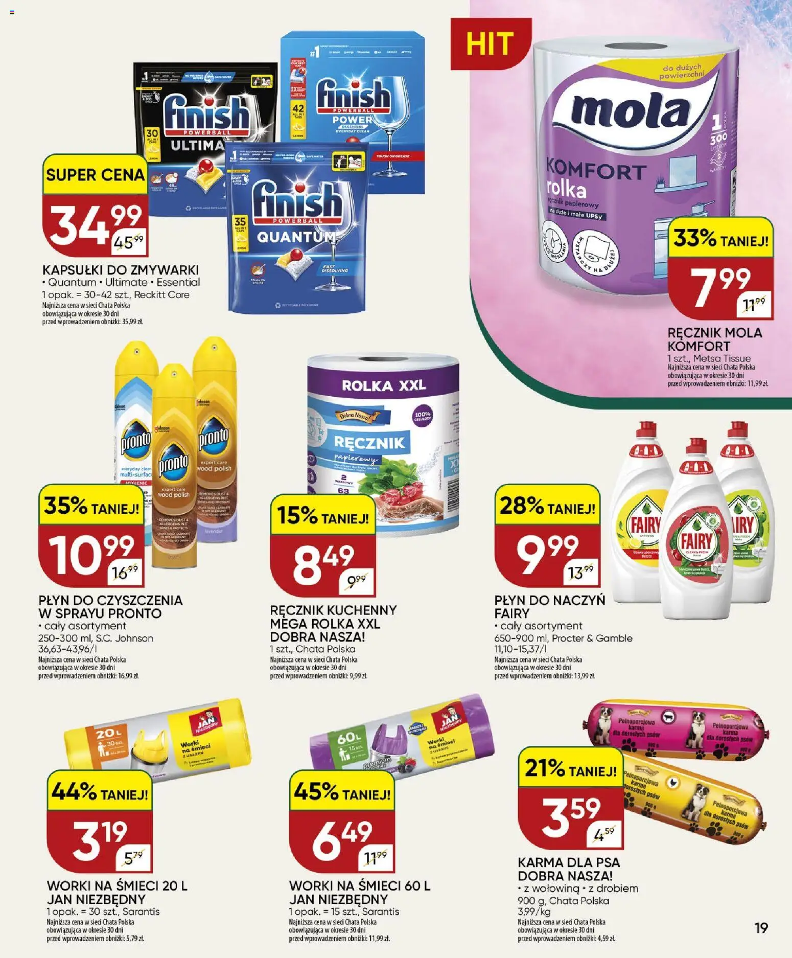 Chata Polska gazetka od 13.08.2026 | Strona: 18 | Produkty: Worki na śmieci, Kapsułki, Finish, Ręcznik papierowy