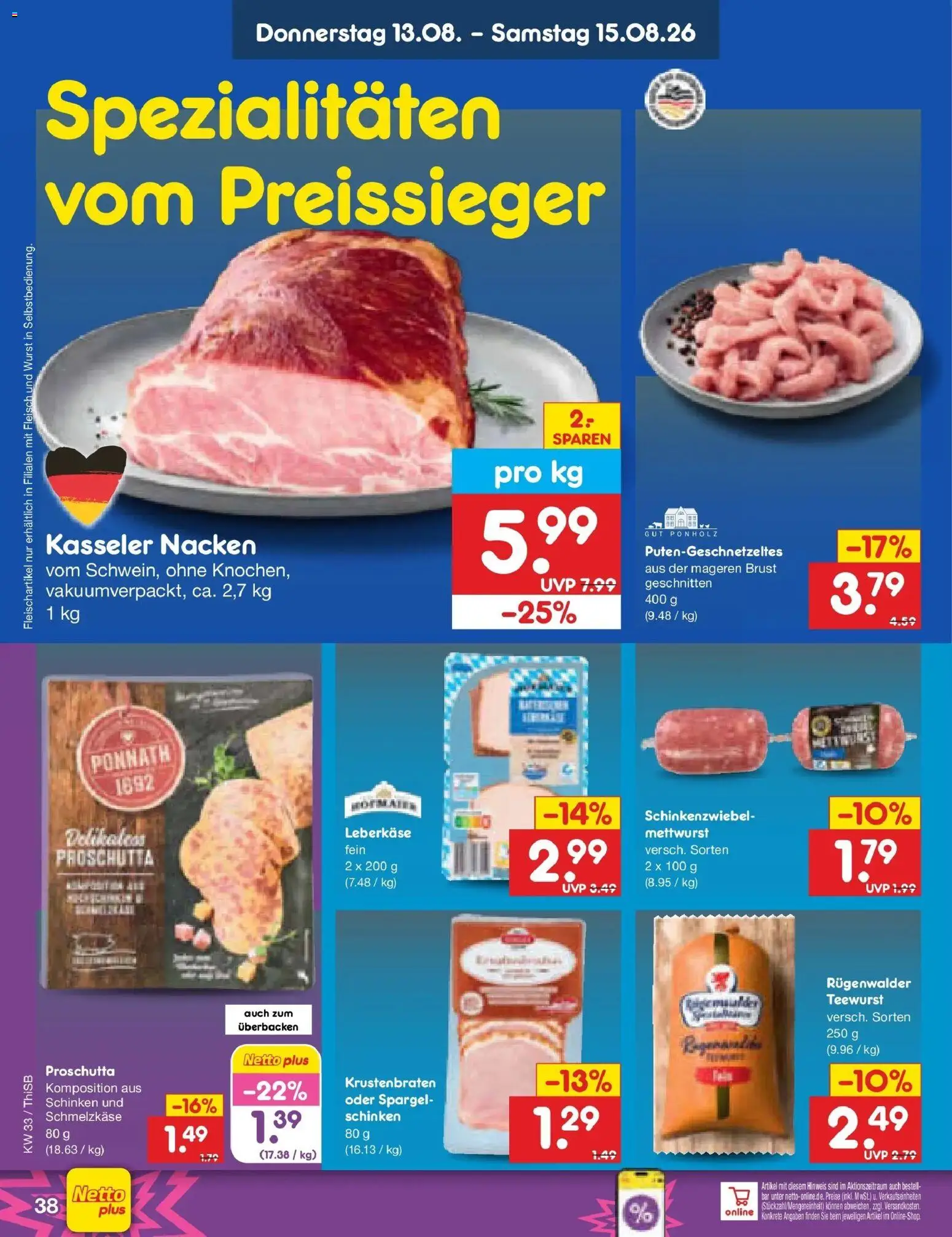 Netto Marken-Discount Prospekt Pirna (ab 10.08.2026) » Angebote | Seite: 54 | Produkte: Krustenbraten, Kasseler nacken, Schinken, Leberkase