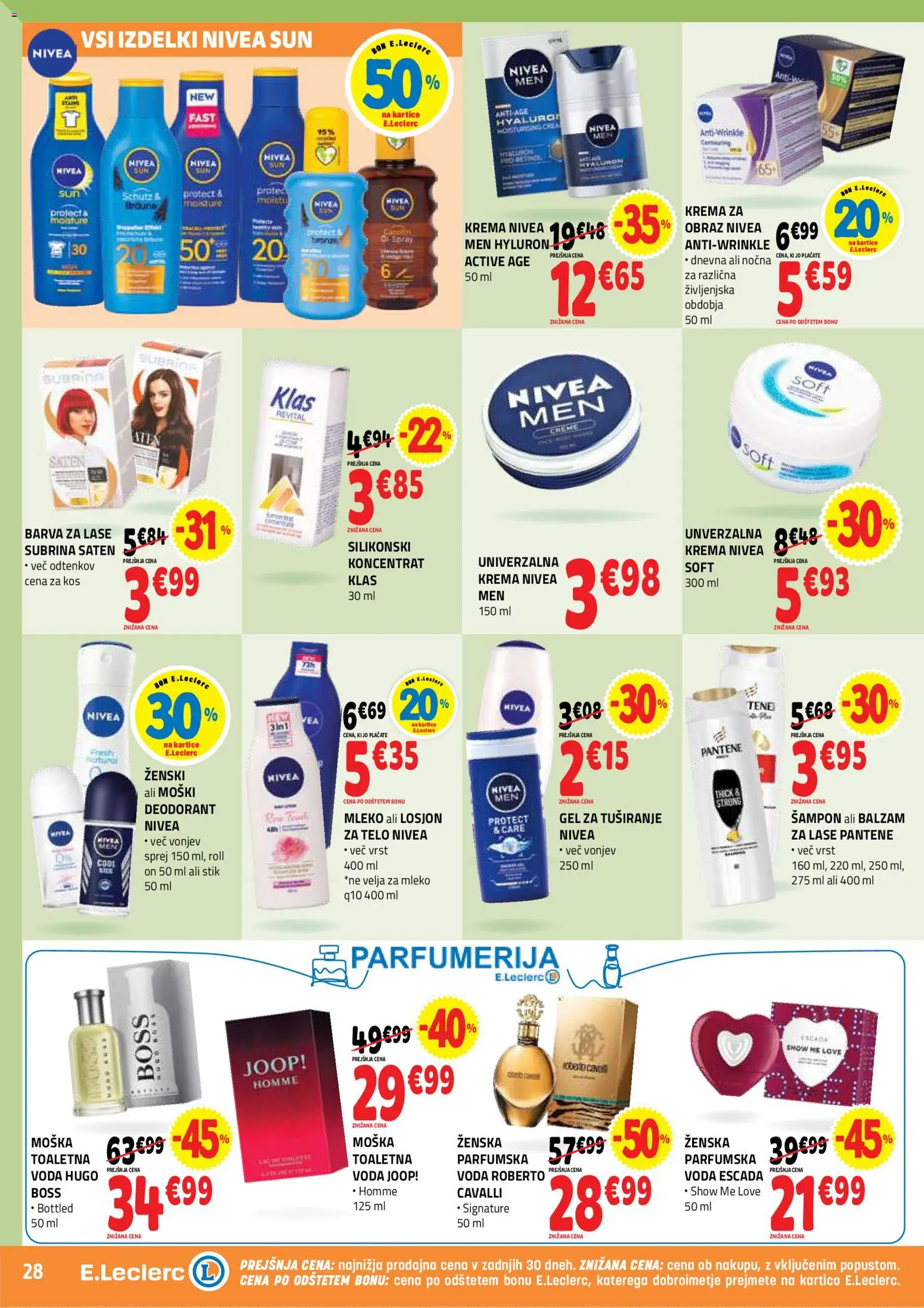 Novi E.leclerc katalog ponudbe – veljaven od 05.08.2026 | Stran: 28 | Izdelki: Sampon, Deodorant, Barva, Parfumska voda