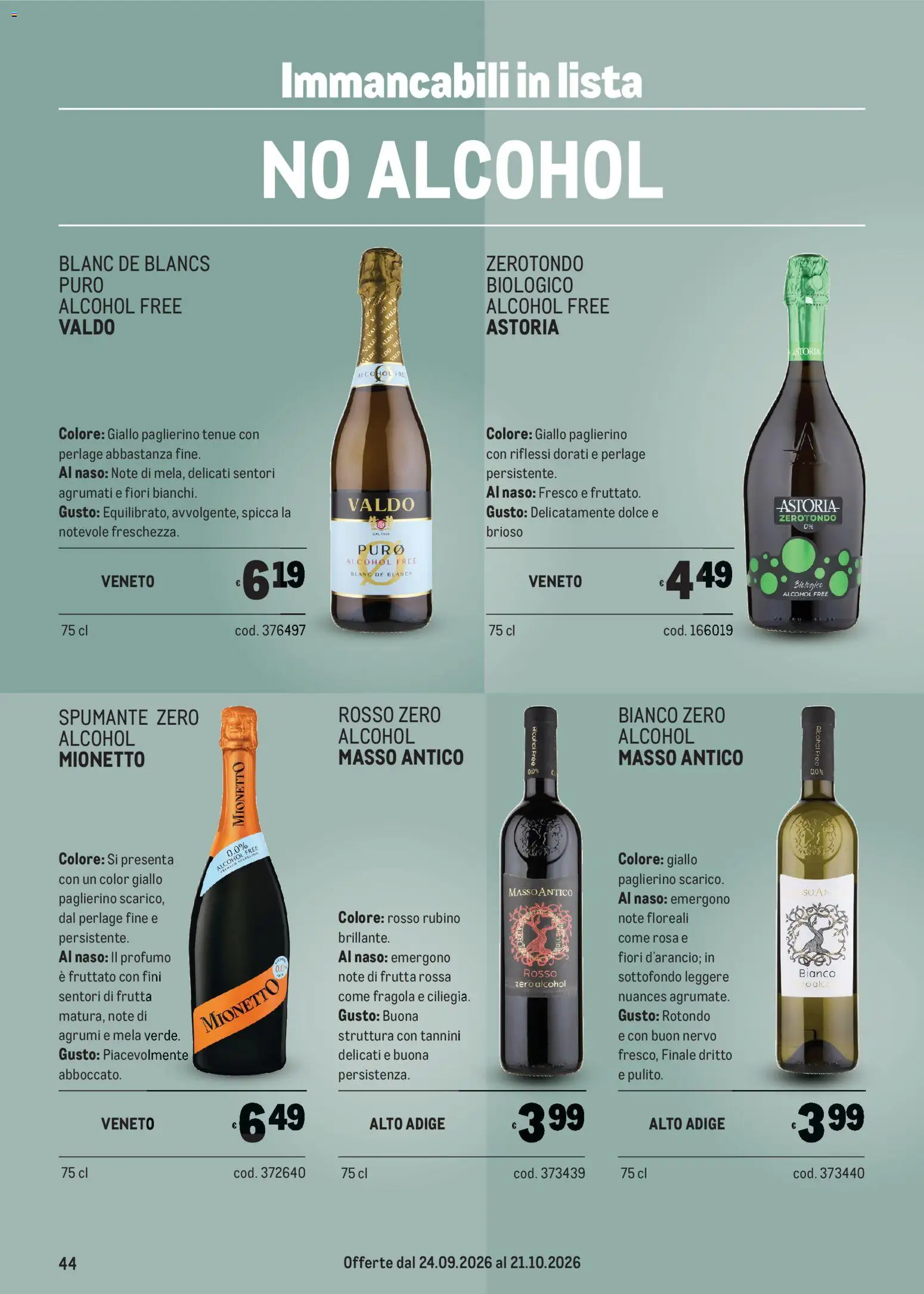 Volantino Metro del 24/09/2026 | Pagina: 44 | Prodotti: Frutta, Agrumi, Spumante, Fiori