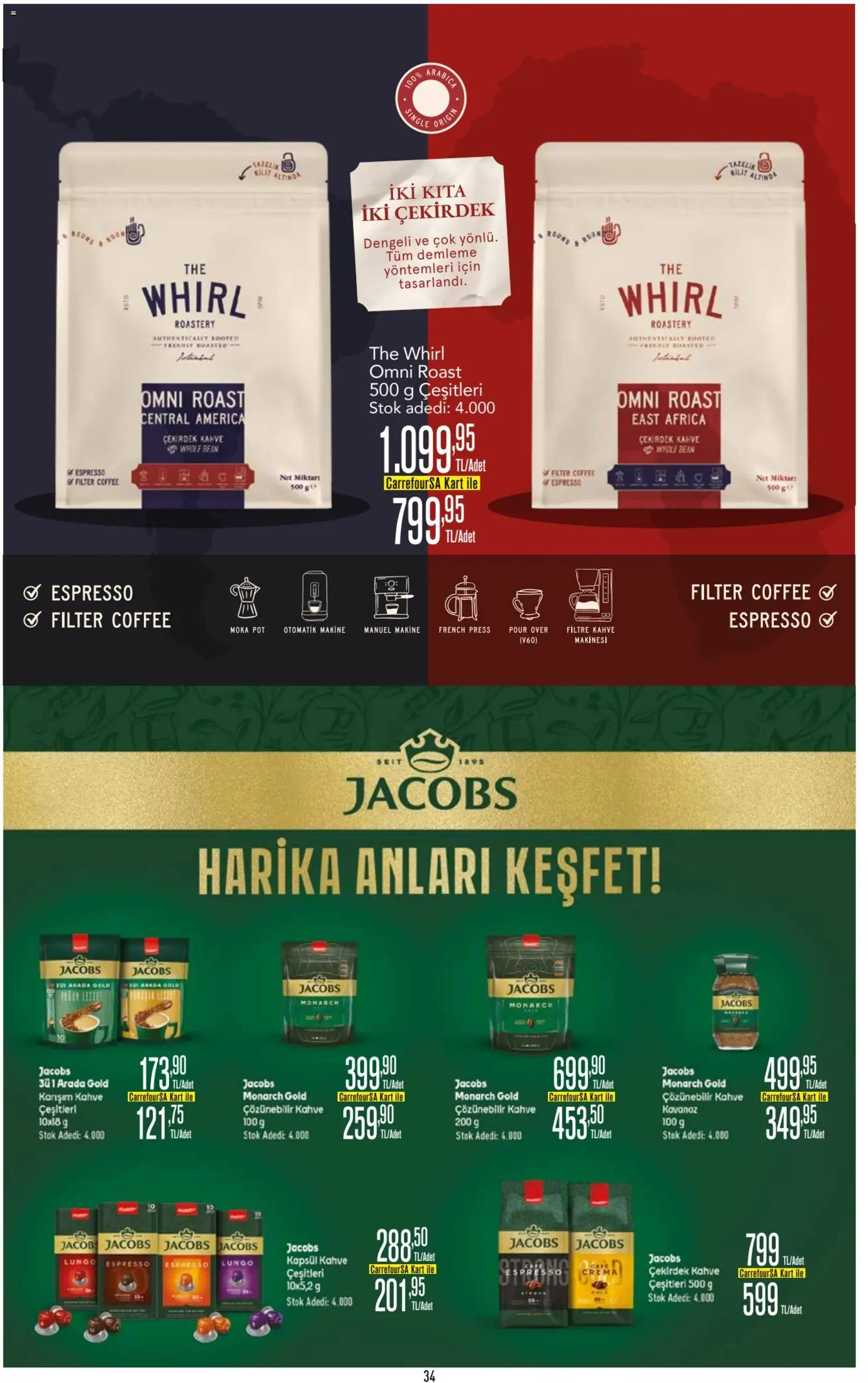 CarrefourSA Katalog - 01.06.2026 tarihinden itibaren geçerlidir | Sayfa: 34 | Ürünler: Kahve, French press