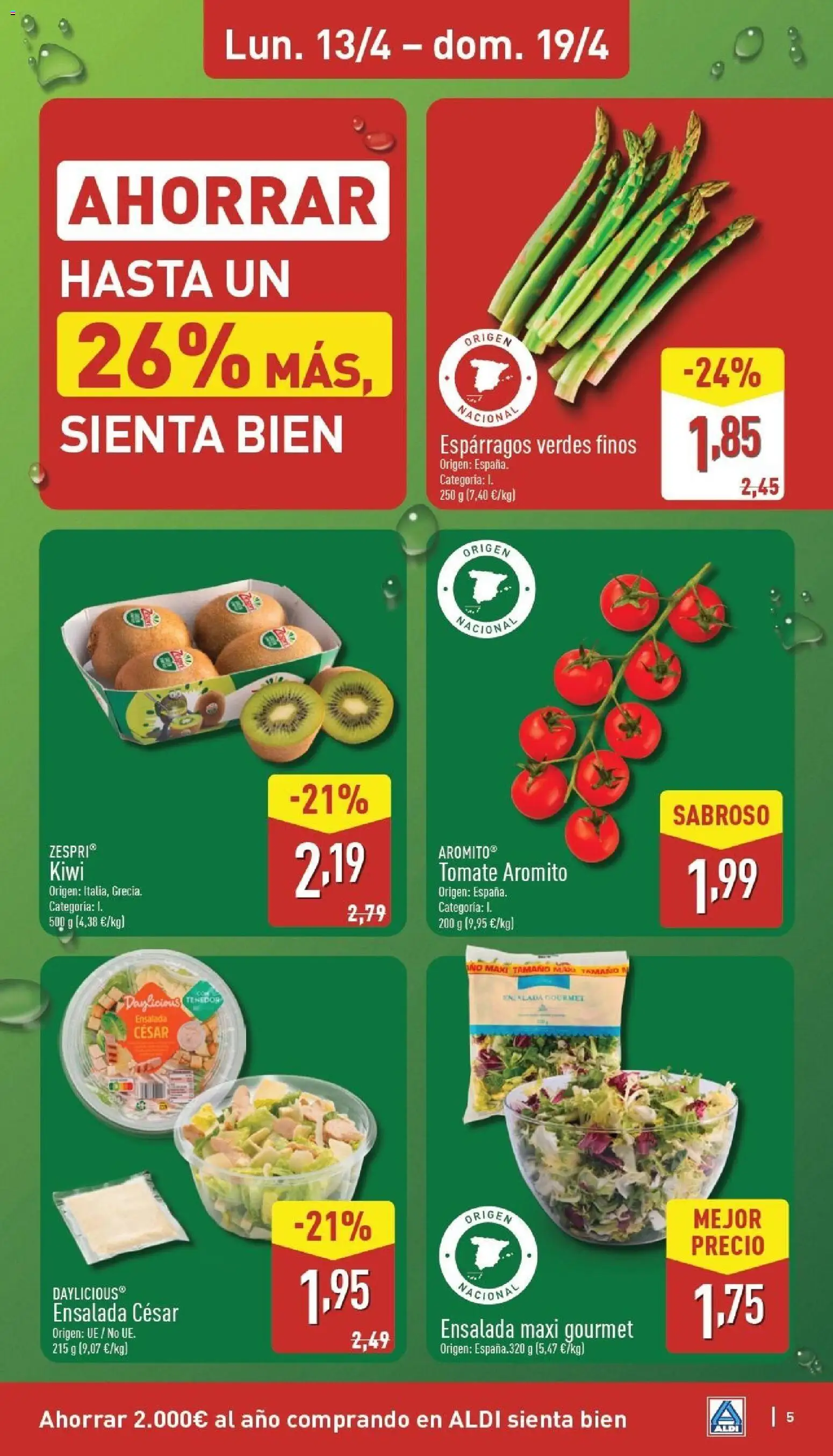 Aldi folleto Península │ válido desde el 13.04.2026 | Página: 5 | Productos: Νερό καρύδας, Kiwi, Ensalada