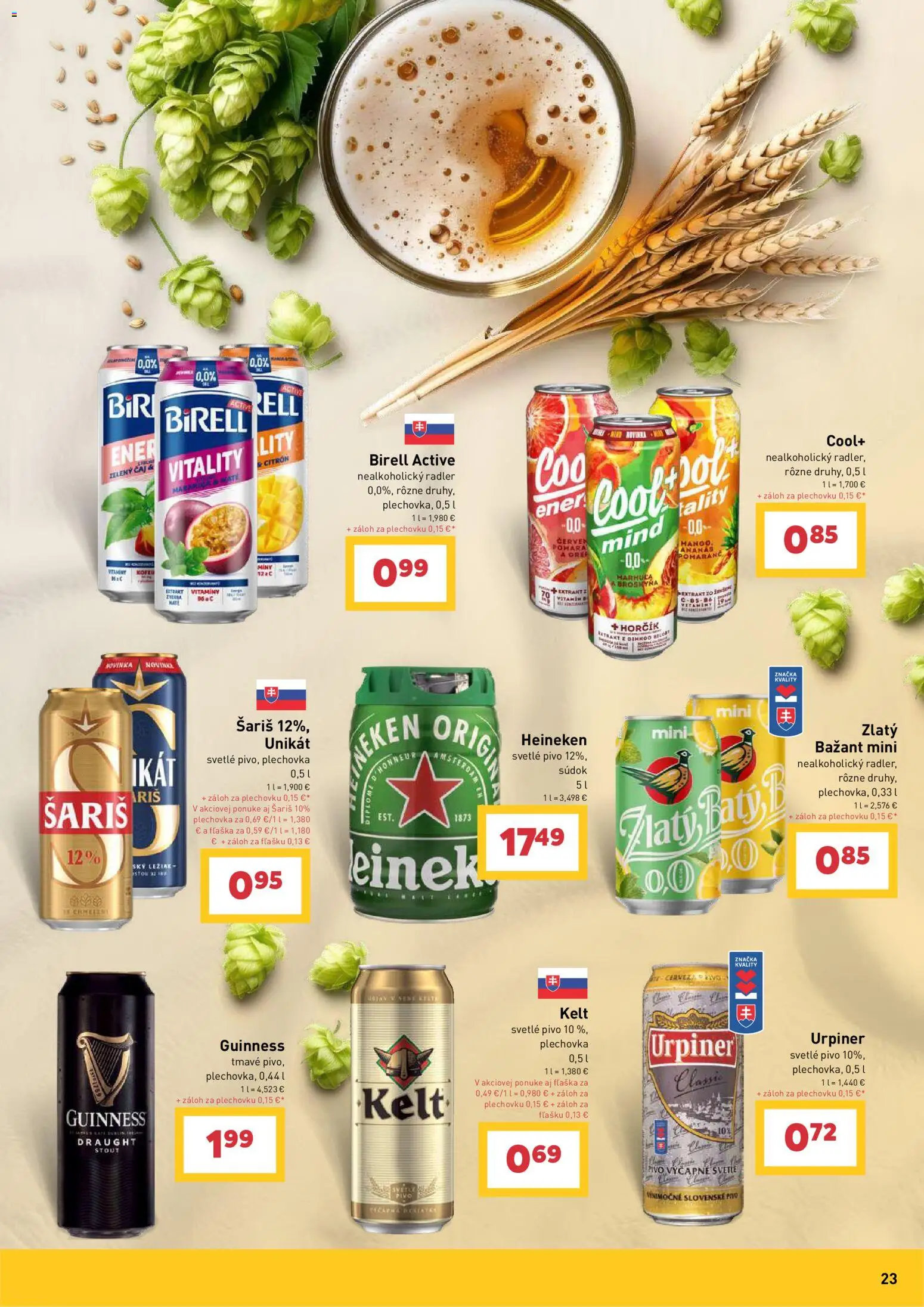 Nové Billa akcie – leták je platný od 17.06.2026 | Strana: 23 | Produkty: Pivo, Kelt, Radler, Šariš