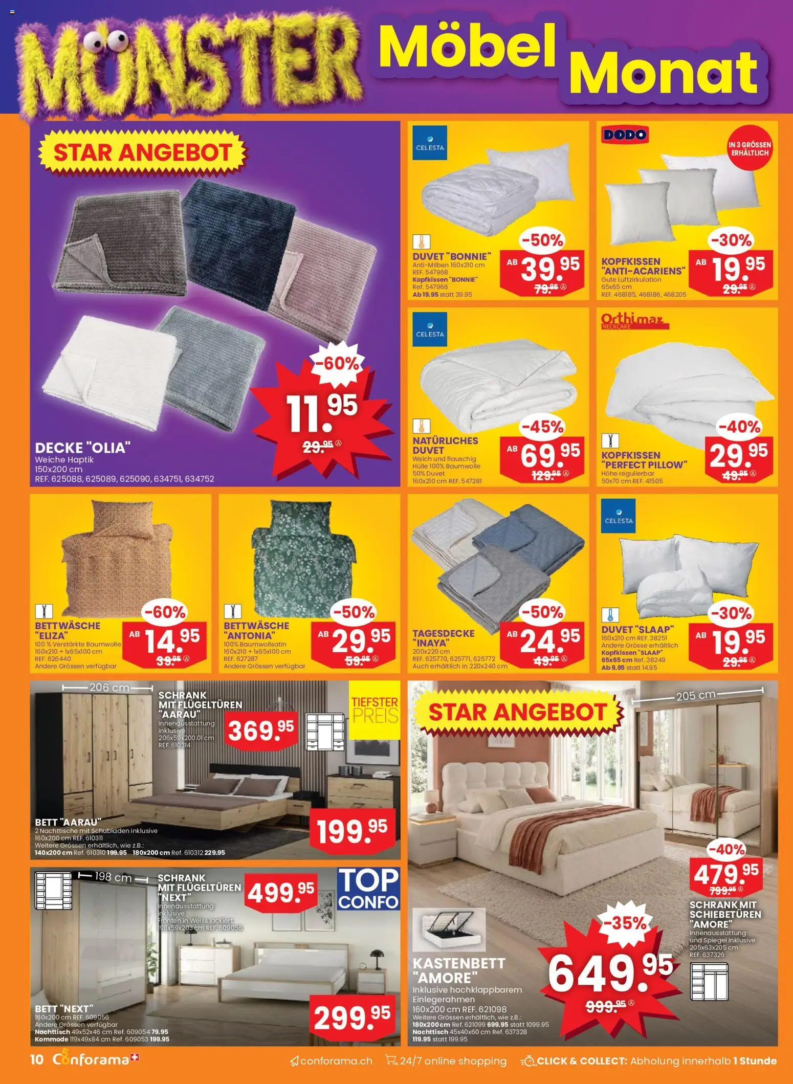 Conforama aktionen – gültig ab 30.09.2026 | Seite: 10 | Produkte: Decke, Nachttisch, Bett, Bettwäsche
