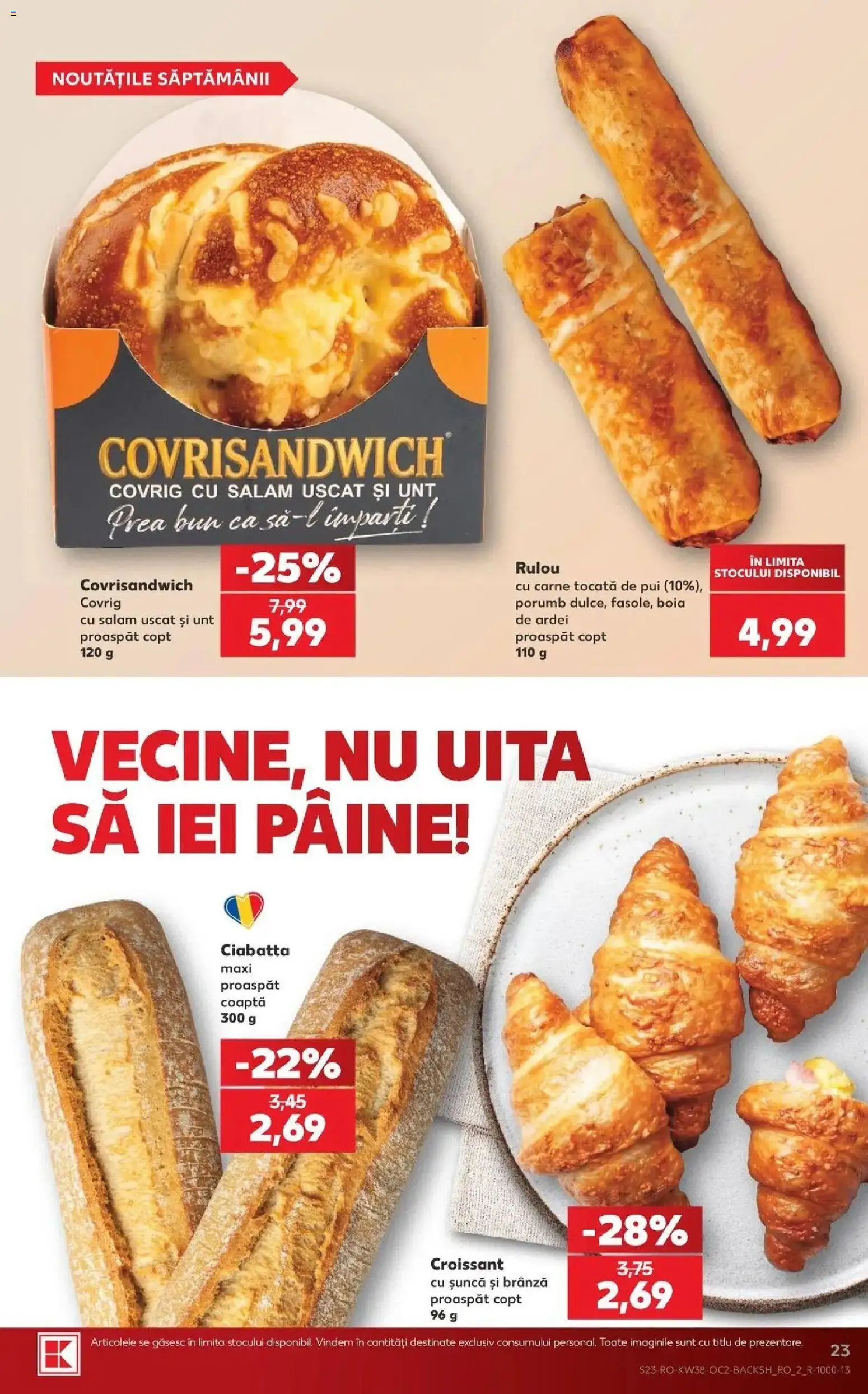 Kaufland Ploiești 16.09.2026 - Revista si Oferta | Pagină: 23 | Produse: Șal, Croissant, Carne Tocată de Pui, Șuncă