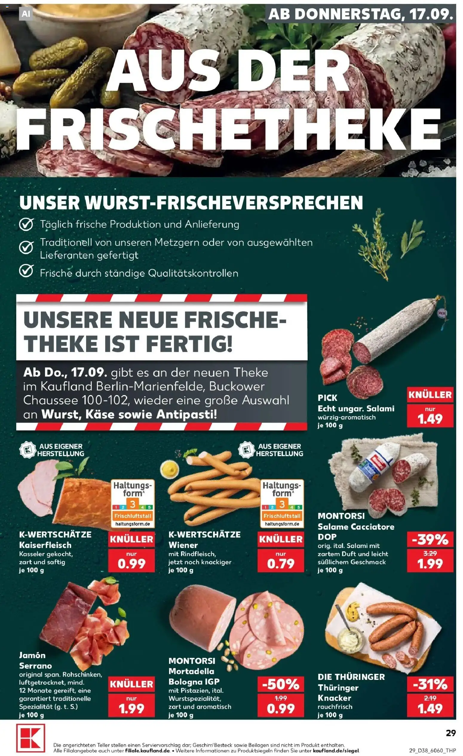 Prospekt Kaufland ab 17.09.2026 » Angebote Online zum Blättern | Seite: 29 | Produkte: Käse, Theke, Salami, Rindfleisch
