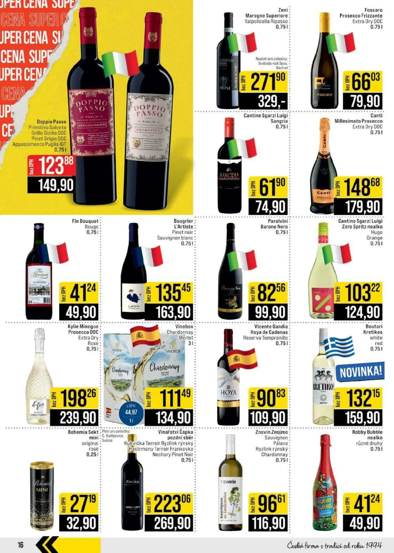 Jip leták - Cash & Carry od 27.05.2026 | Strana: 16 | Produkty: Bohemia sekt, Spritz, Primitivo, Pinot Noir