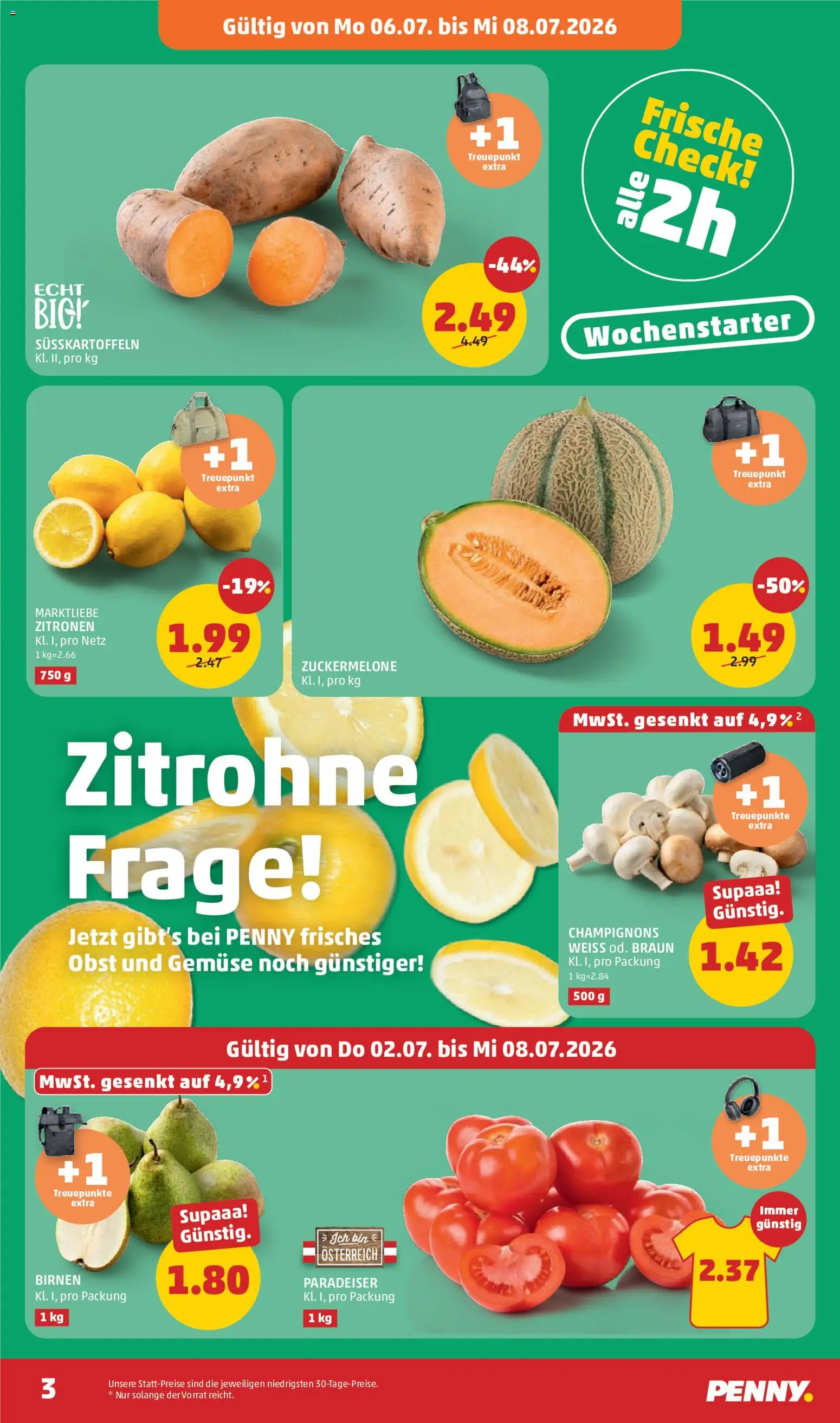 Penny Markt Flugblatt gültig ab 02.07.2026 | Seite: 3 | Produkte: Gemüse, Obst