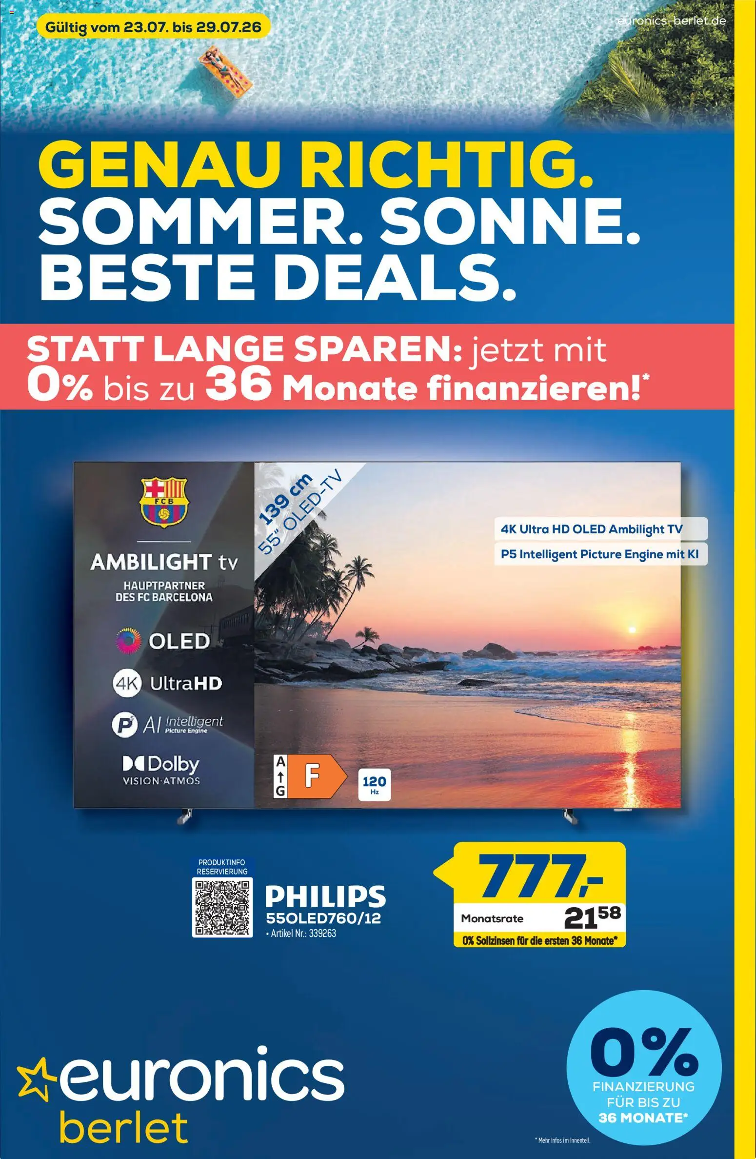 Euronics Prospekt Berlet – gültig ab 23.07.2026 | Seite: 1 | Produkte: Philips, TV