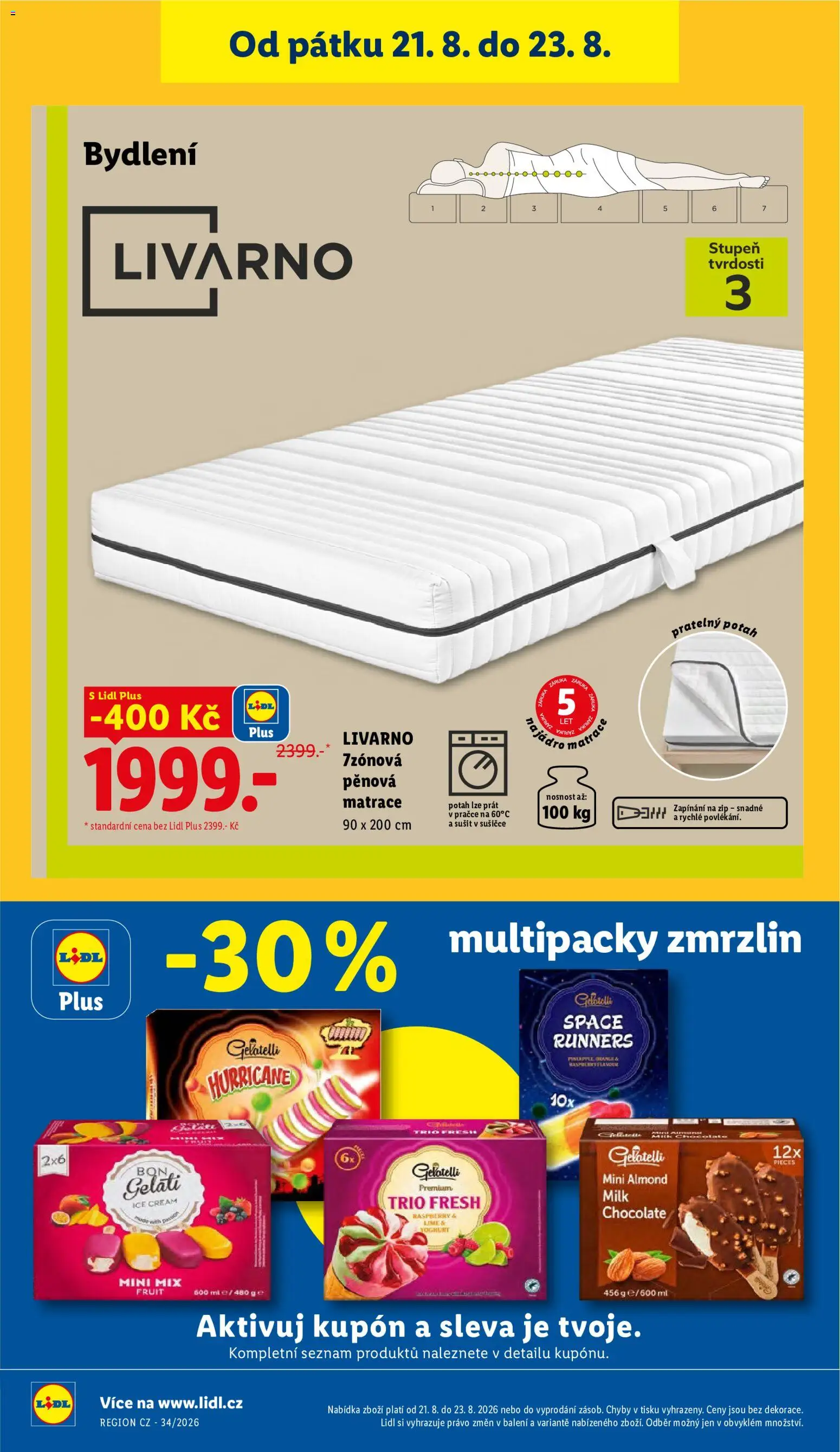 Lidl leták od 20.08.2026 | Strana: 40 | Produkty: Bon Gelati, Matrace, Gelatelli, Milk chocolate