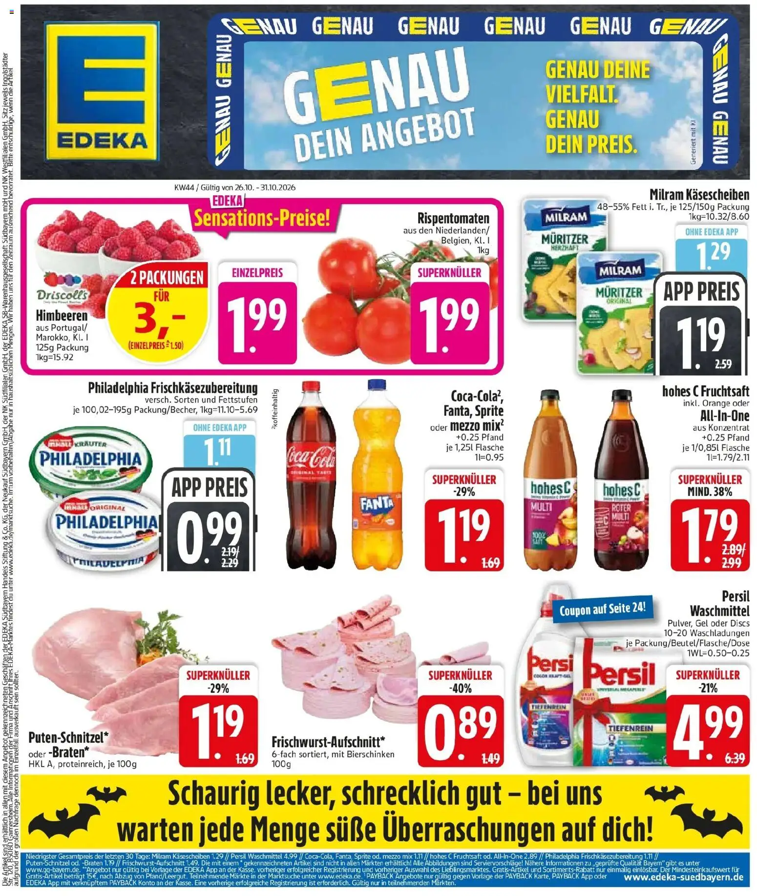 Edeka Prospekt Affing (ab 26.10.2026) » Angebote Online | Seite: 3 | Produkte: Sprite, Cola, Hohes c, Persil