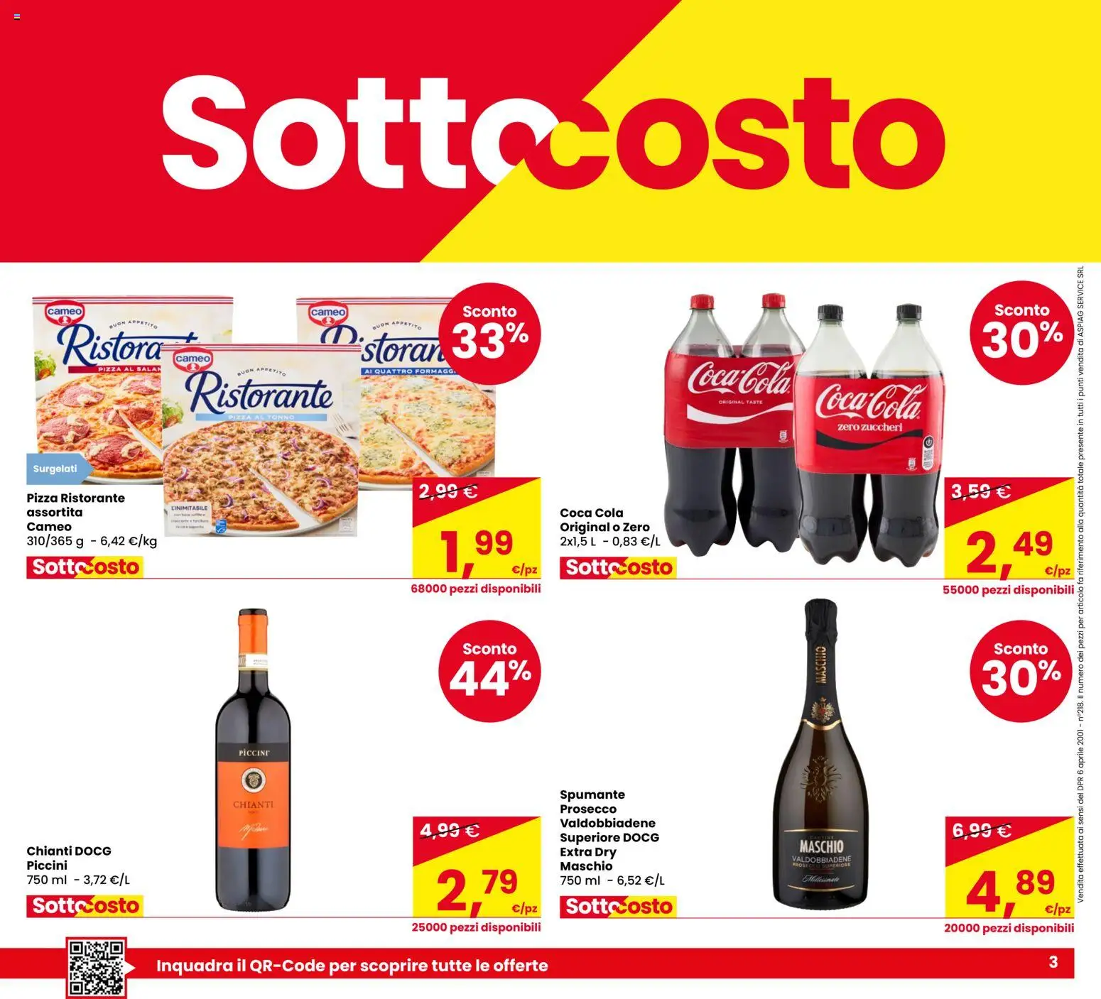 Volantino Despar del 06/10/2026 | Pagina: 3 | Prodotti: Pizza, Prosecco, Spumante, Coca Cola