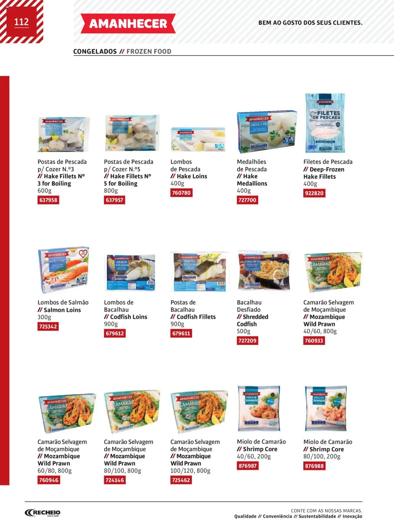 Recheio AS NOSSAS MARCAS │ válido de 19/12/2023 | Página: 112 | Produtos: Bacalhau, Pescada, Camarão, Salmão