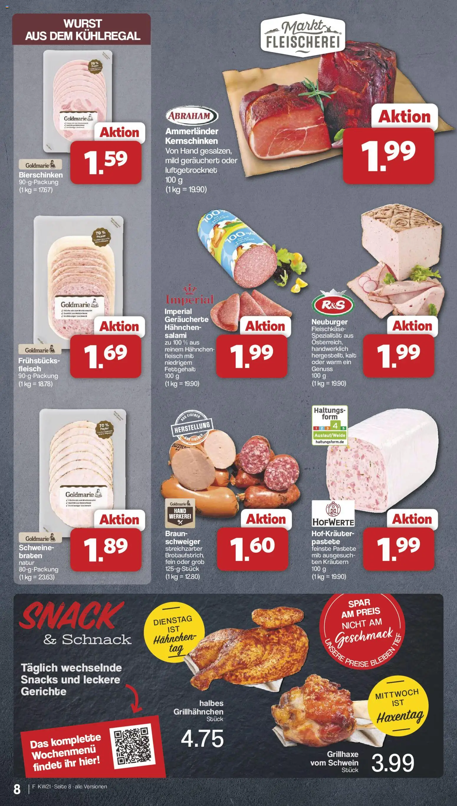 Famila Nordwest Prospekt 	 – gültig ab 18.05.2026 | Seite: 8 | Produkte: Hahnchen, Wurst, Salami, Fleisch