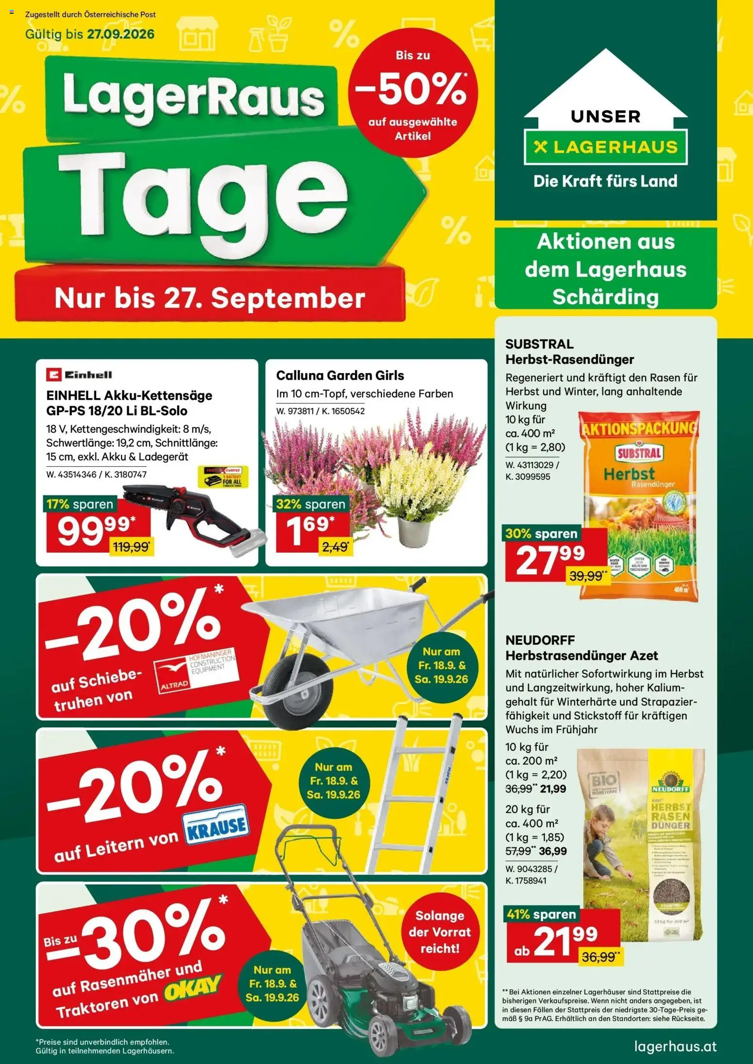 Lagerhaus Montag, 14. September Aktionspreise