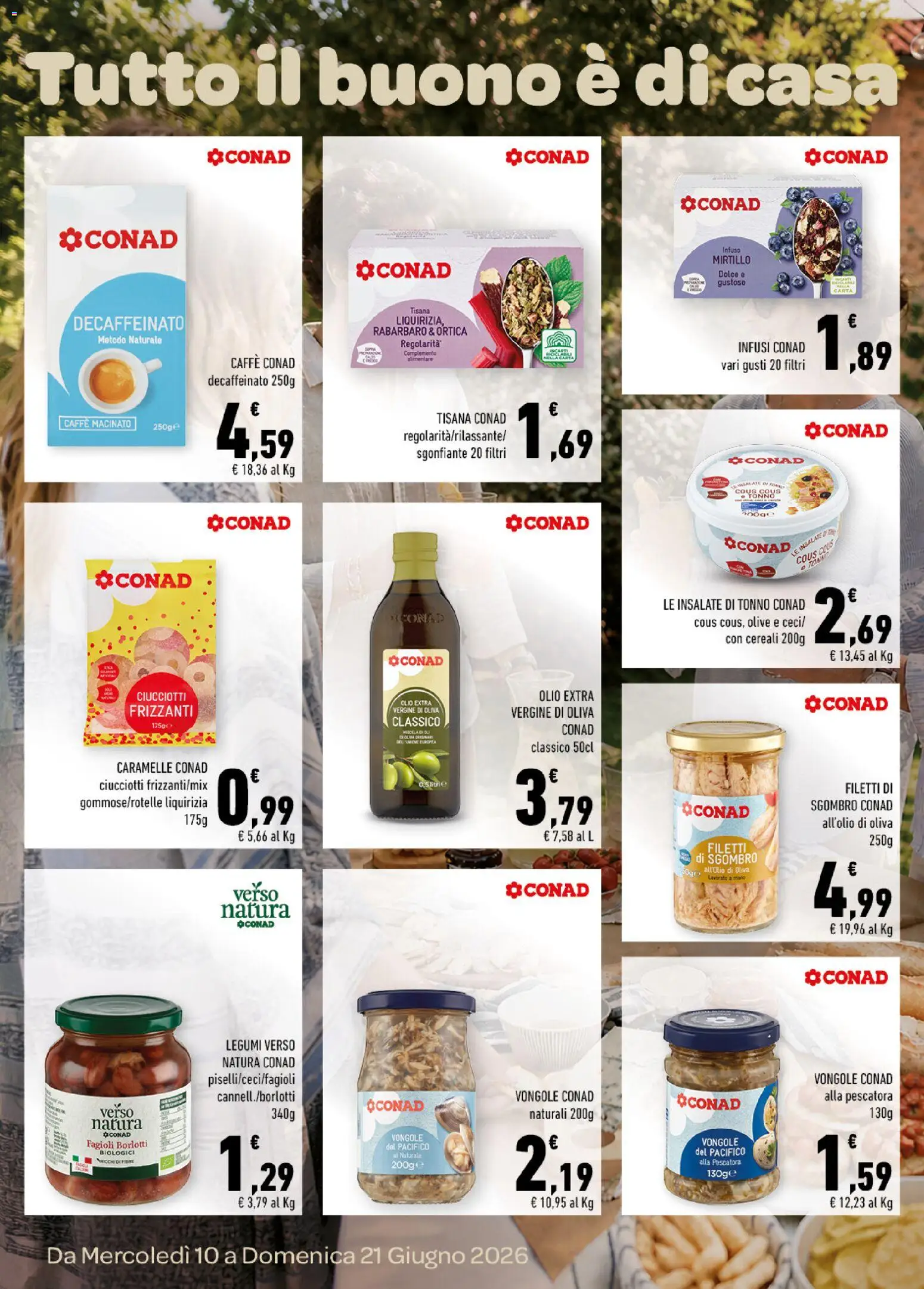 Volantino Conad del 10.06.2026 | Pagina: 6 | Prodotti: Fagioli, Tonno, Olio extra vergine, Sgombro