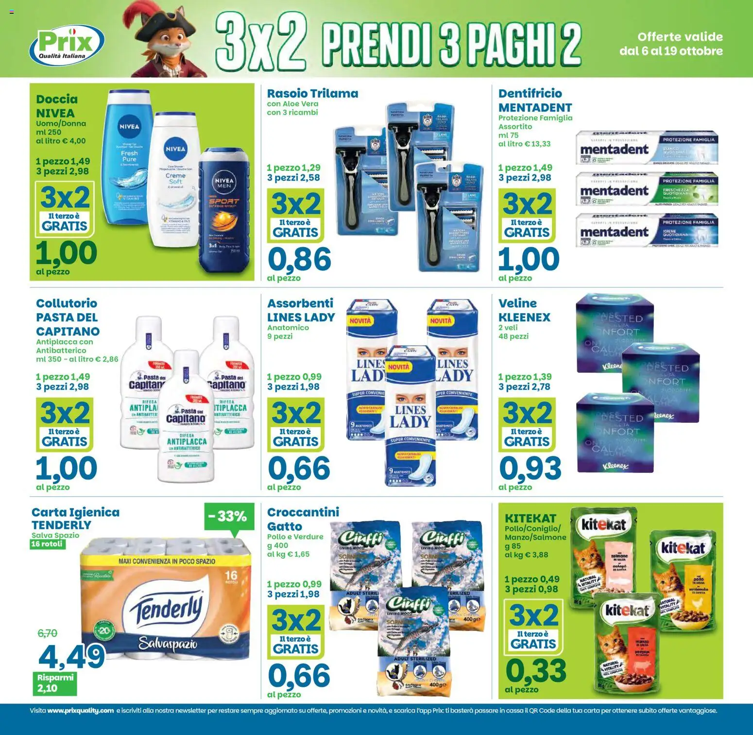 Volantino Prix del 06/10/2026 | Pagina: 10 | Prodotti: Carta igienica, Dentifricio, Pollo, Verdure