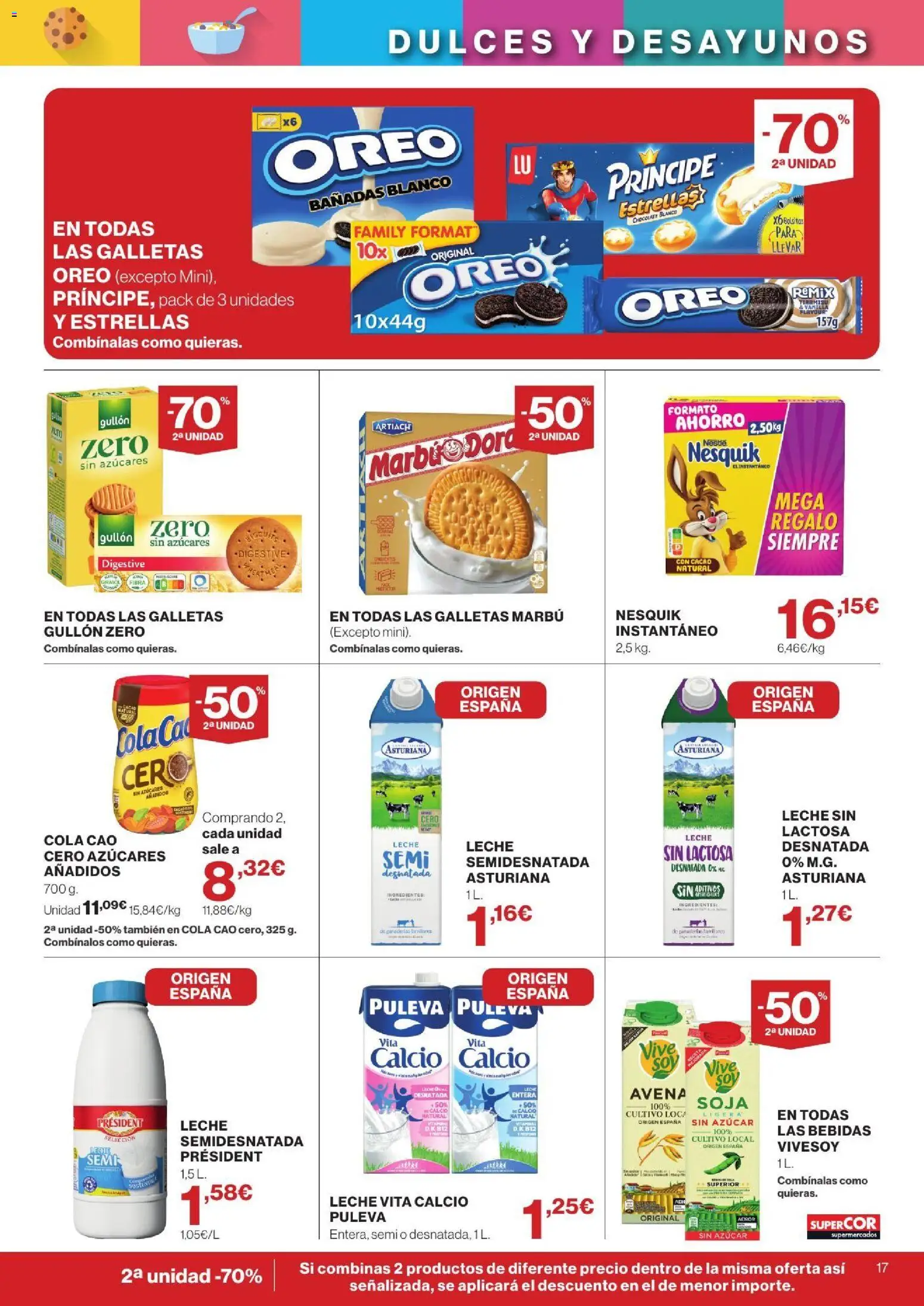 Supercor Canarias │ válido desde el 24/09/2026 | Página: 17 | Productos: Leche desnatada, Chocolate blanco, Dulces, Bebidas