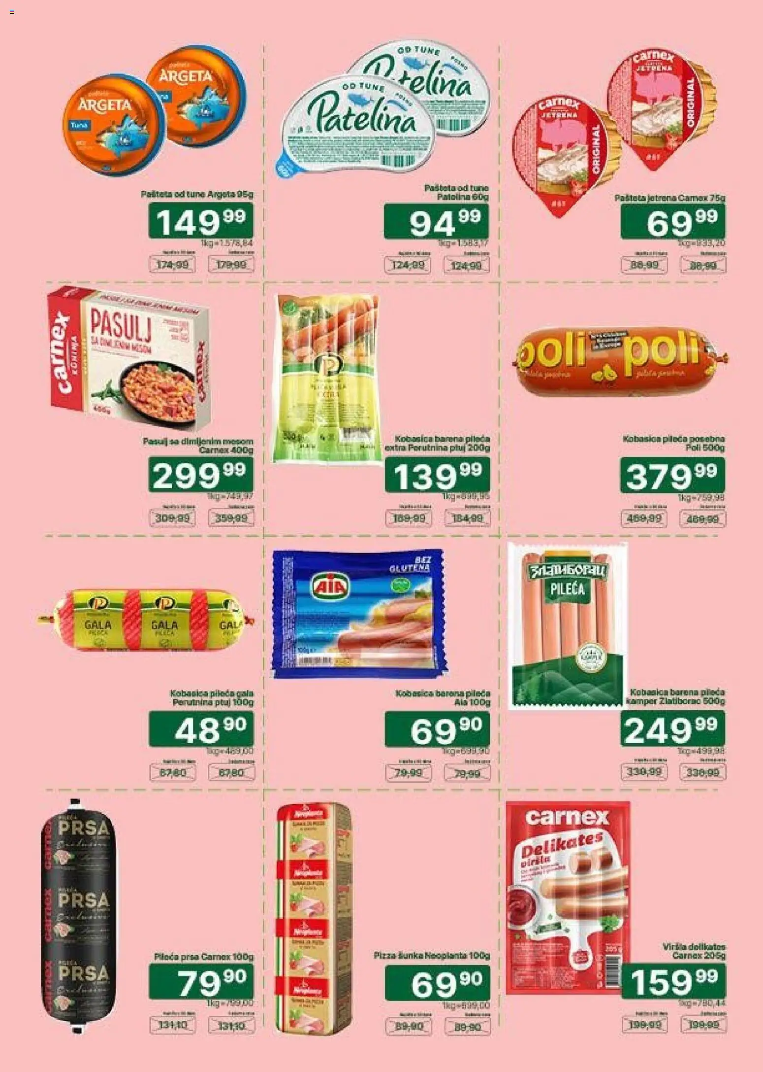 Univerexport katalog - važi od 17.08.2026 | Strana: 6 | Proizvode: Pileća prsa, Šunka, Pizza šunka, Kobasica