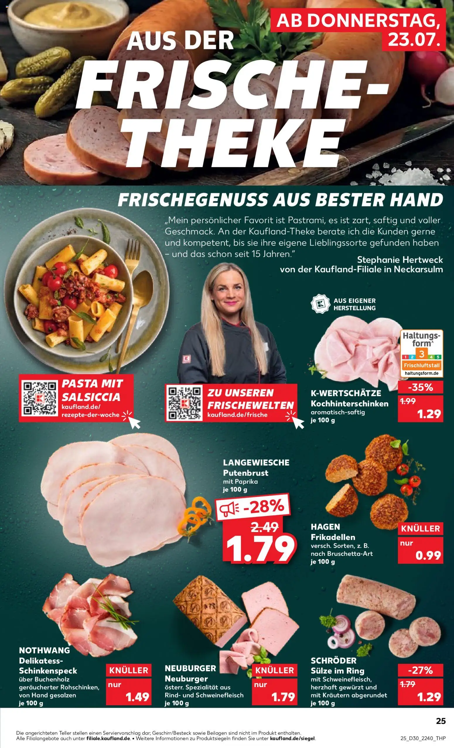 Kaufland Prospekt Stuttgart – gültig ab 23.07.2026 | Seite: 25 | Produkte: Theke, Paprika, Pasta, Schweinefleisch
