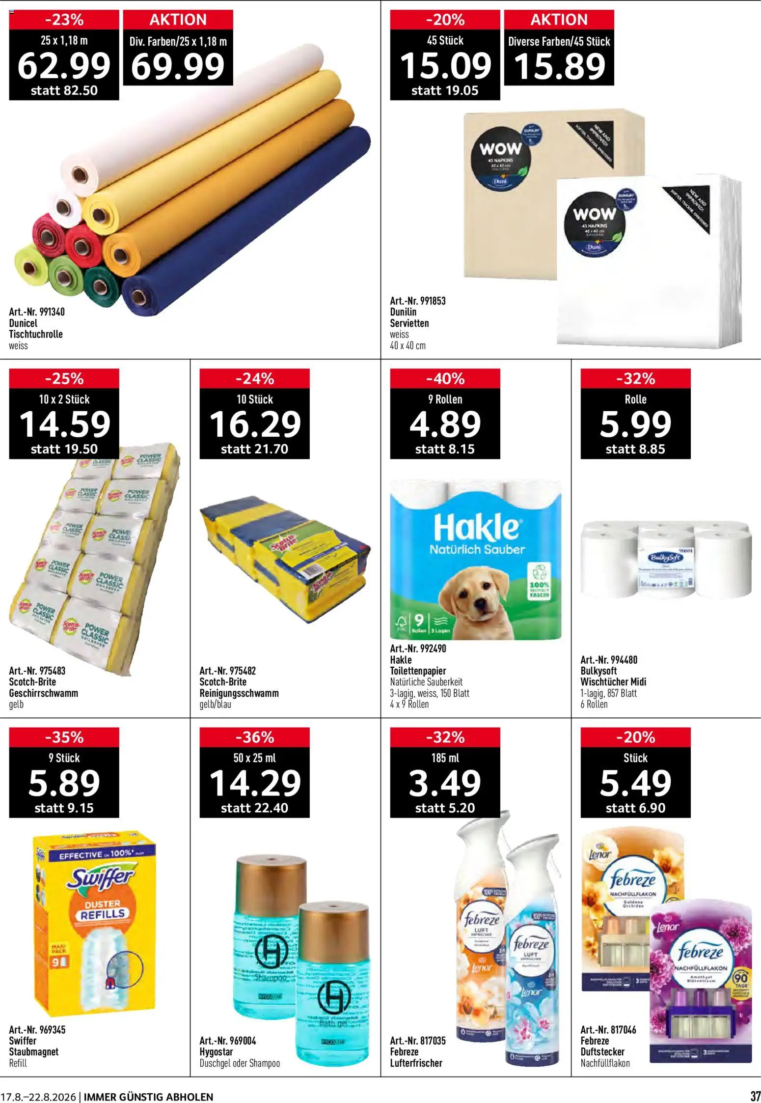 Prodega aktionen – gültig ab 17.08.2026 | Seite: 37 | Produkte: Shampoo, Duschgel, Toilettenpapier