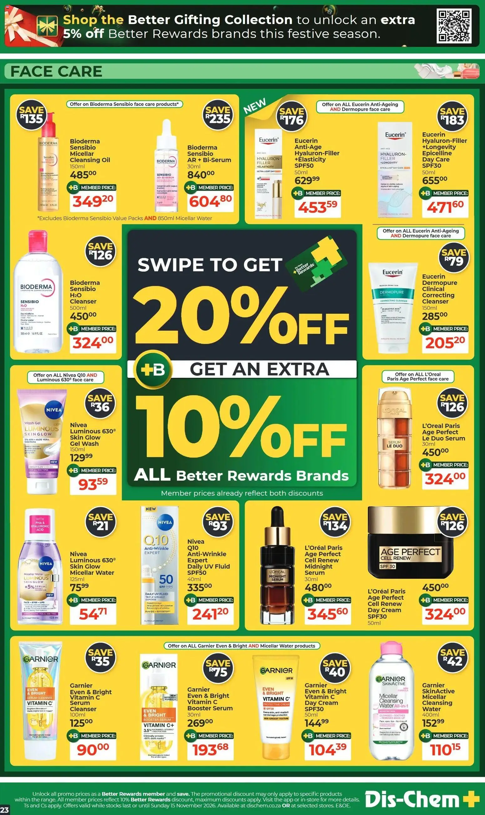 New Dis-Chem catalogue – valid from 20/10/2026 | Page: 23 | Products: Oil, Micellar water, Water, Day cream