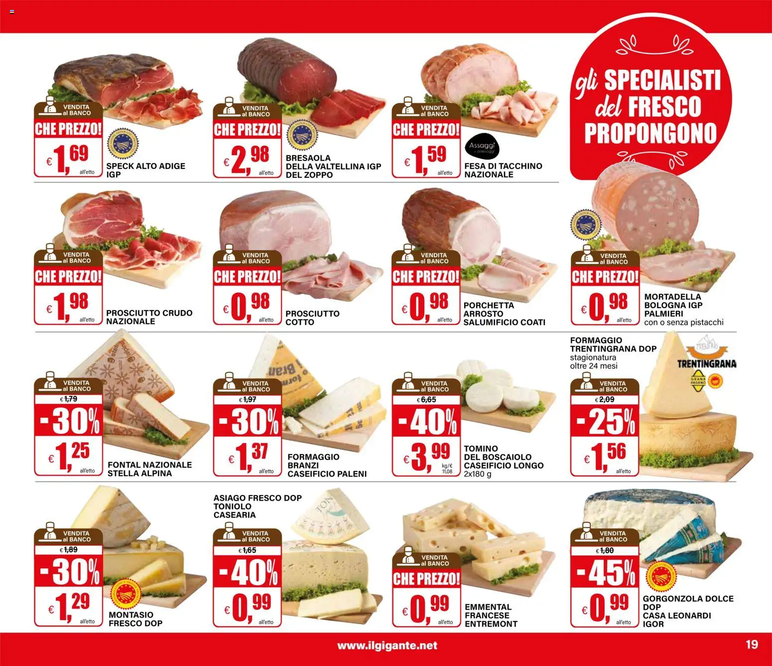 Volantino Il Gigante del 13/08/2026 | Pagina: 19 | Prodotti: Speck, Bresaola, Tacchino, Formaggio