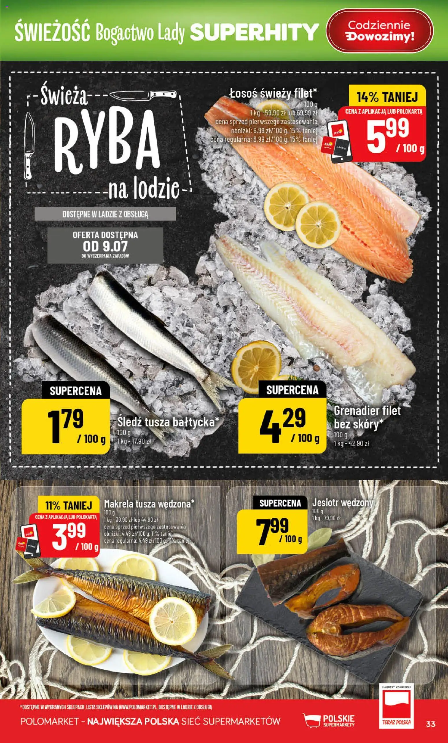 POLOmarket gazetka od 08.07.2026 | Strona: 33 | Produkty: Makrela, Łosoś, Ryba