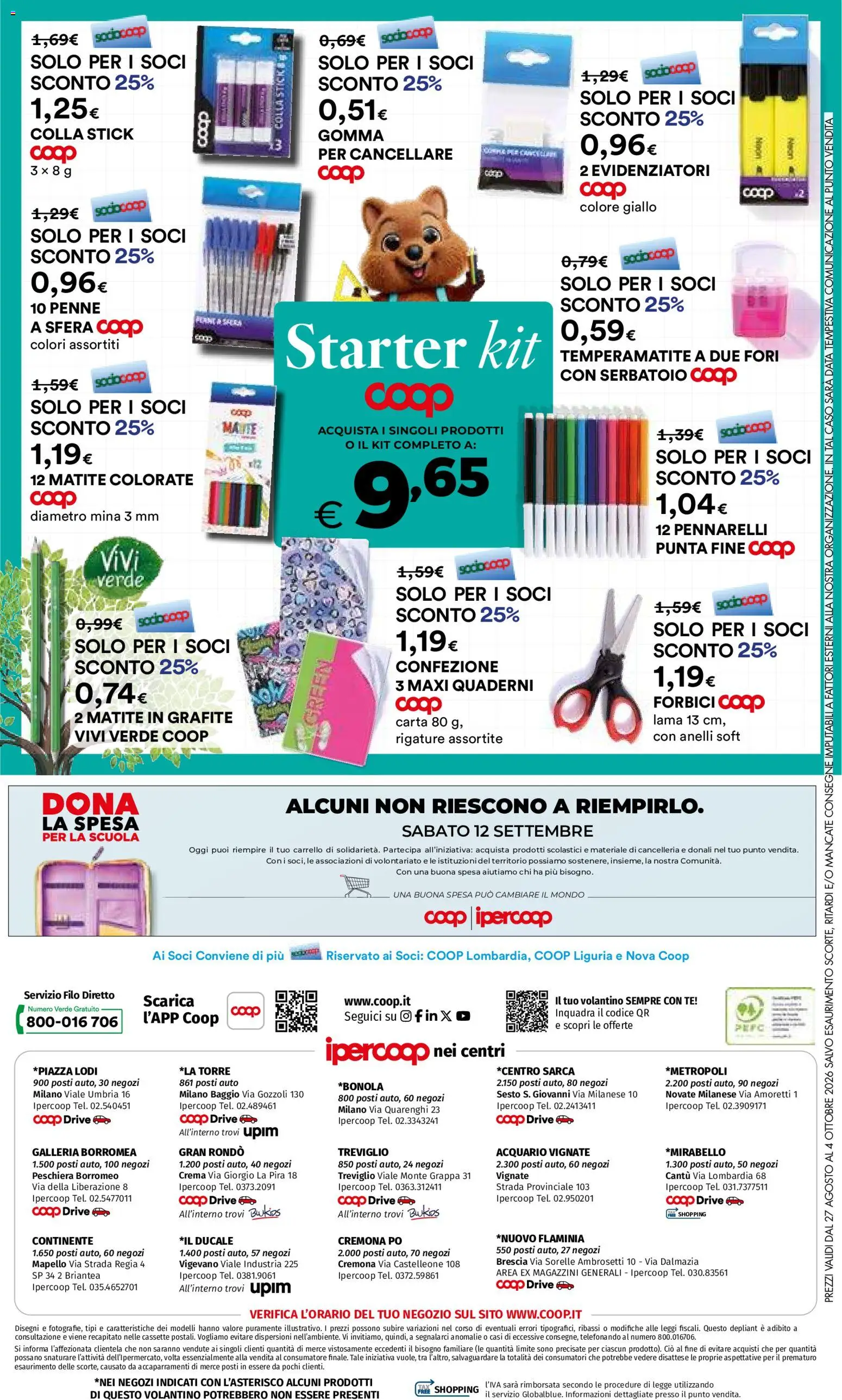 Volantino Ipercoop del 27/08/2026 | Pagina: 20 | Prodotti: Crema, Temperamatite, Data, Matite colorate