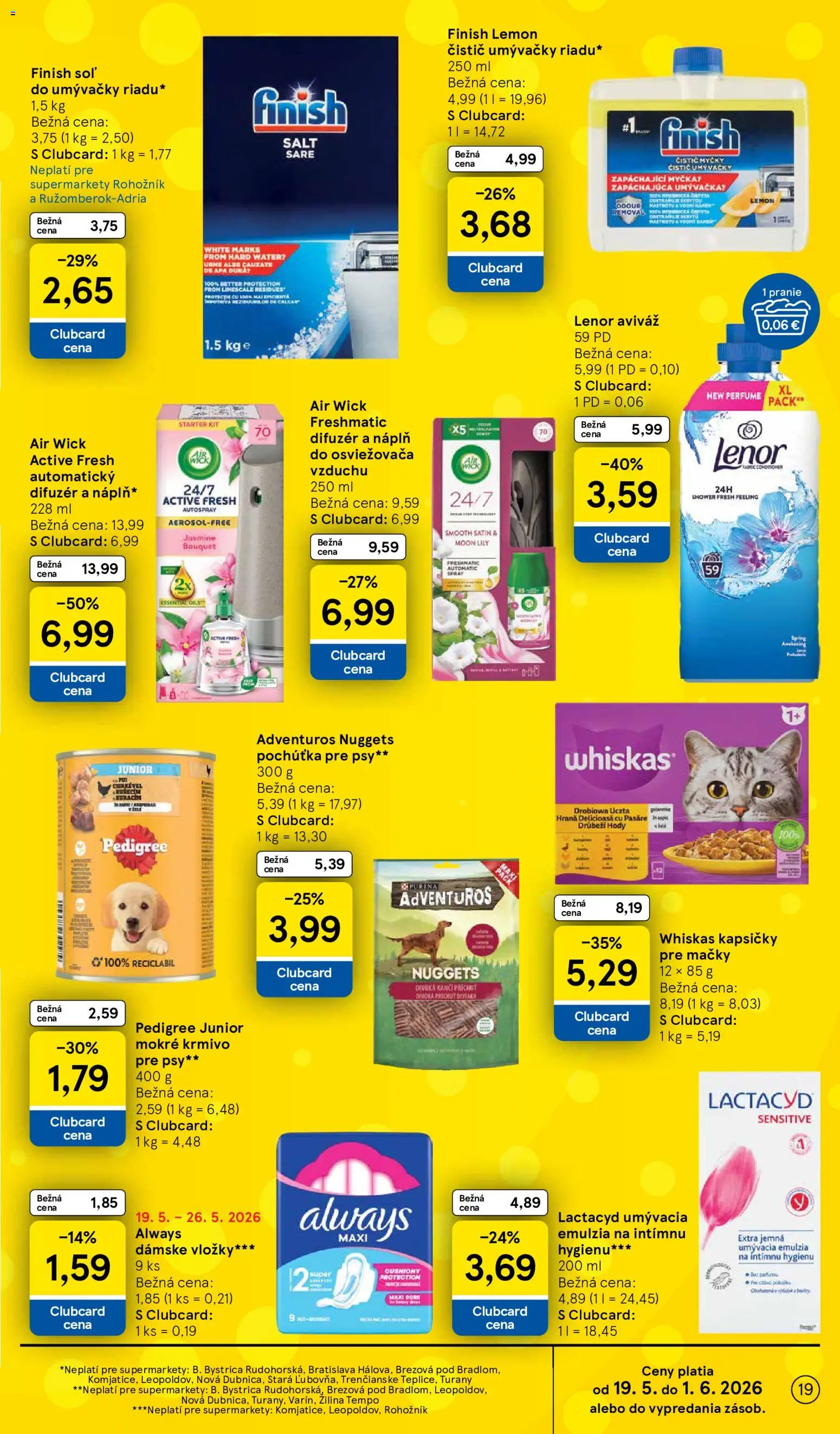Nové Tesco akcie – leták je platný od 20.05.2026 | Strana: 19 | Produkty: Difúzer, Umývačka, Lenor