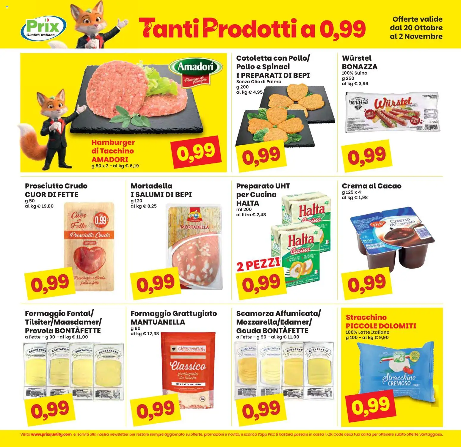 Volantino Prix del 20/10/2026 | Pagina: 3 | Prodotti: Spinaci, Mortadella, Cacao, Hamburger