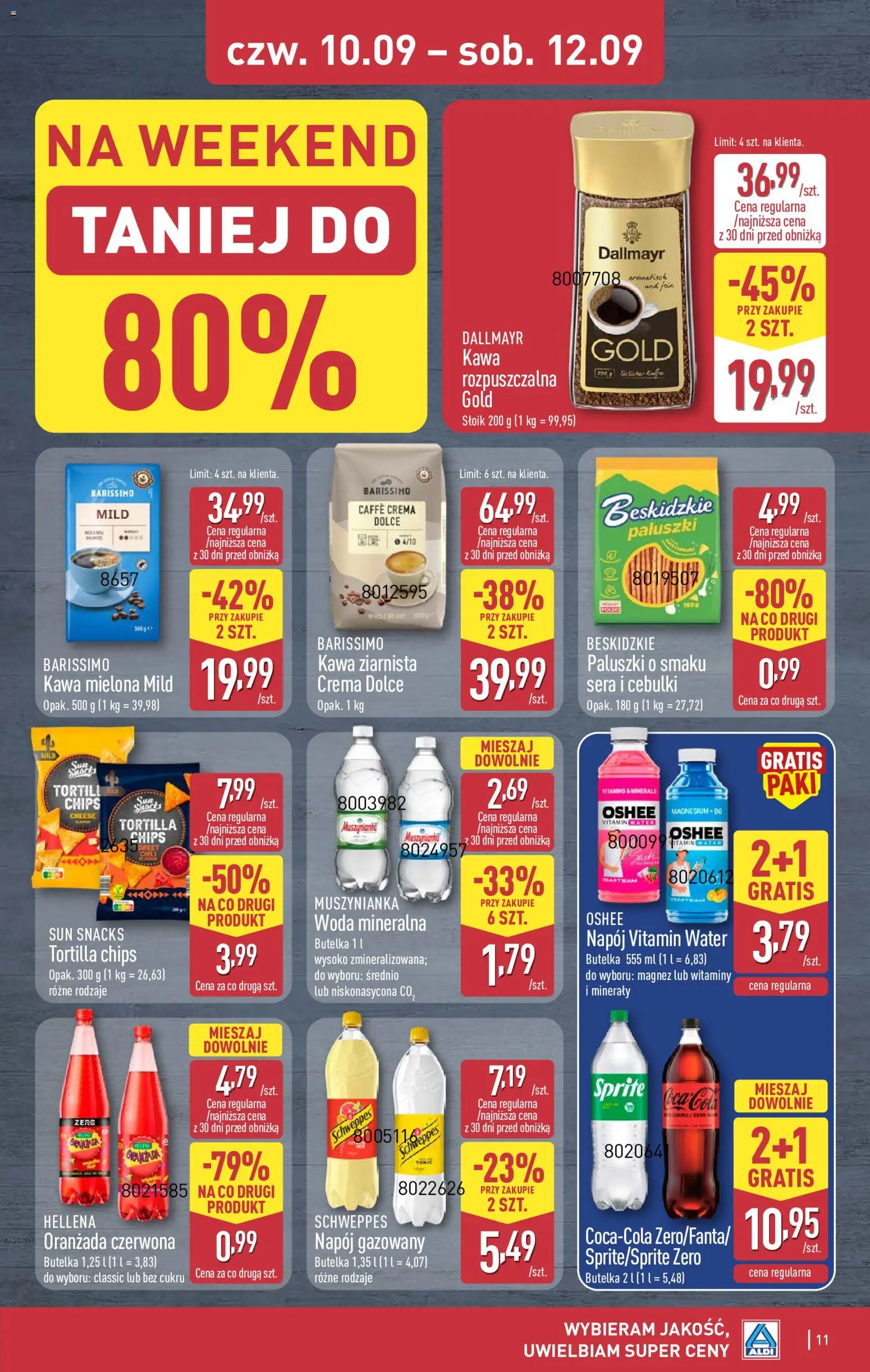 Aldi Polsko leták - Oferta weekendowa od 10.09.2026 | Strana: 11 | Produkty: Minerály, Coca cola, Tortilla, Sprite