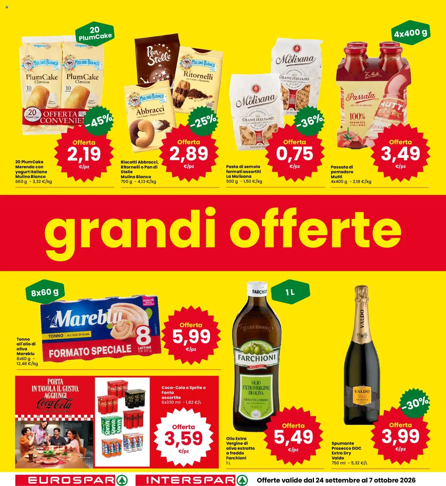 Volantino Eurospar del 24/09/2026 | Pagina: 2 | Prodotti: Biscotti, Fanta, Cacao, Sprite