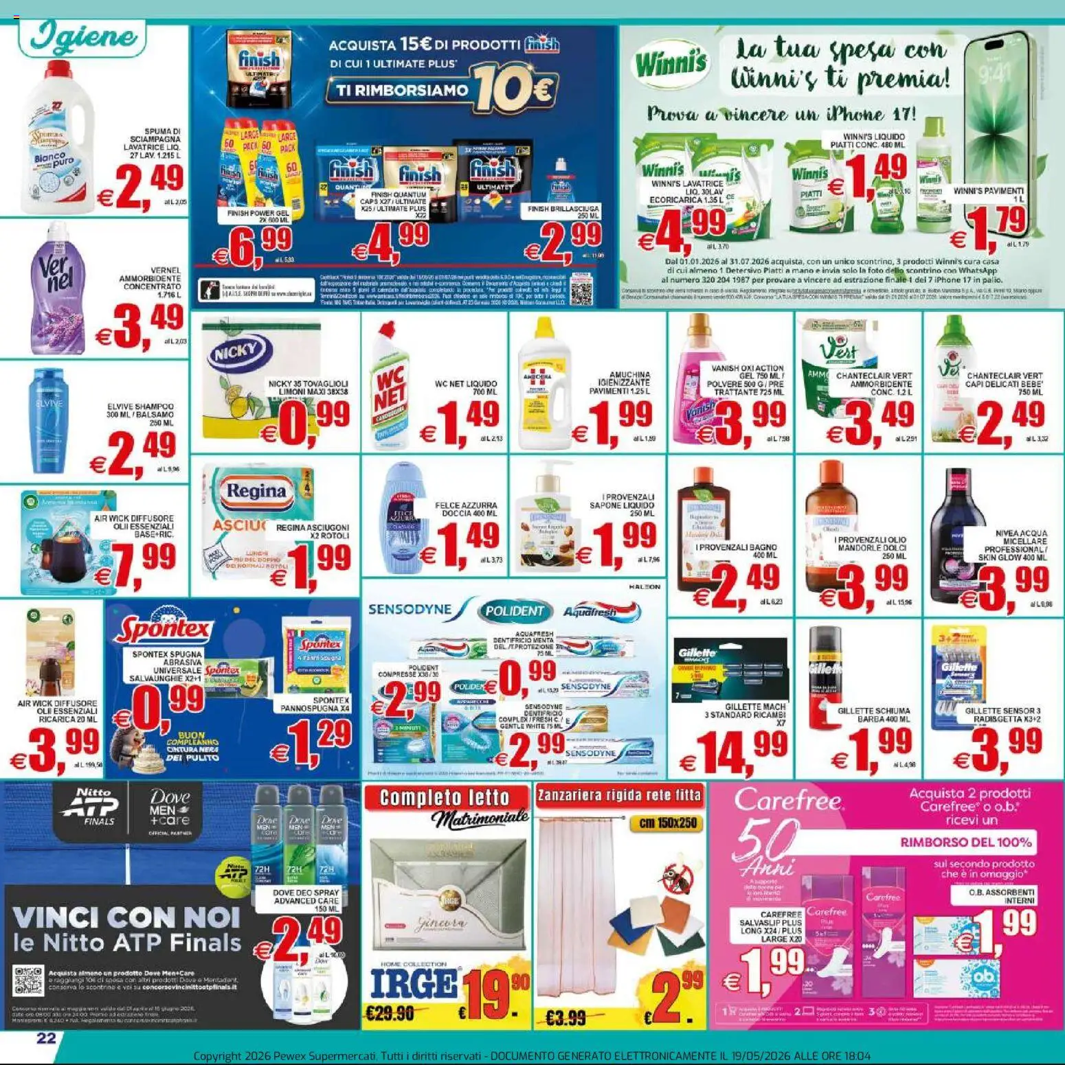 Volantino Pewex del 20.05.2026 | Pagina: 22 | Prodotti: Dentifricio, Olio, Cintura, Bagno
