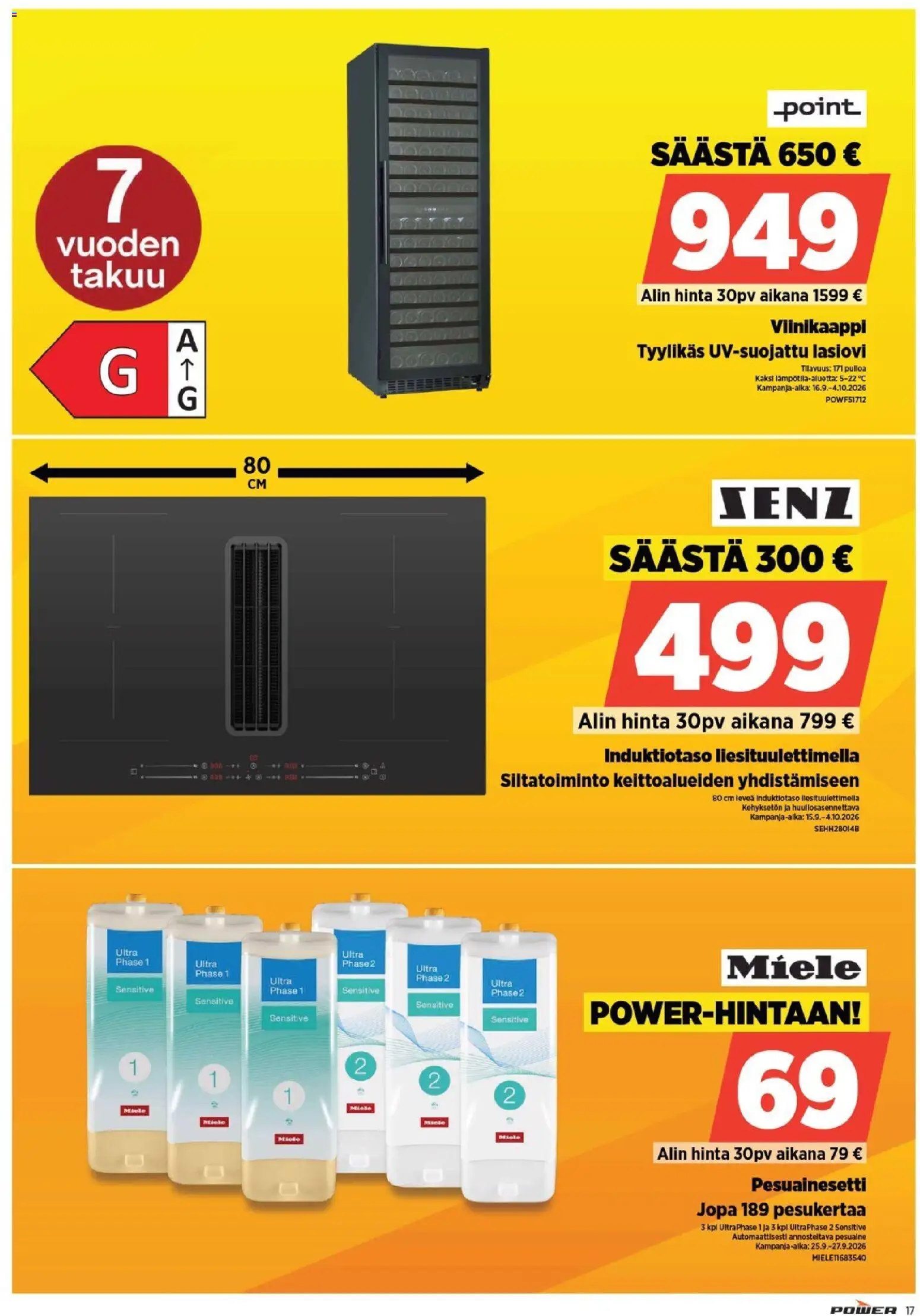 Power tarjoukset – voimassa 21/09/2026 alkaen | Sivu: 17 | Tuotteet: Induktiotaso, Viinikaappi