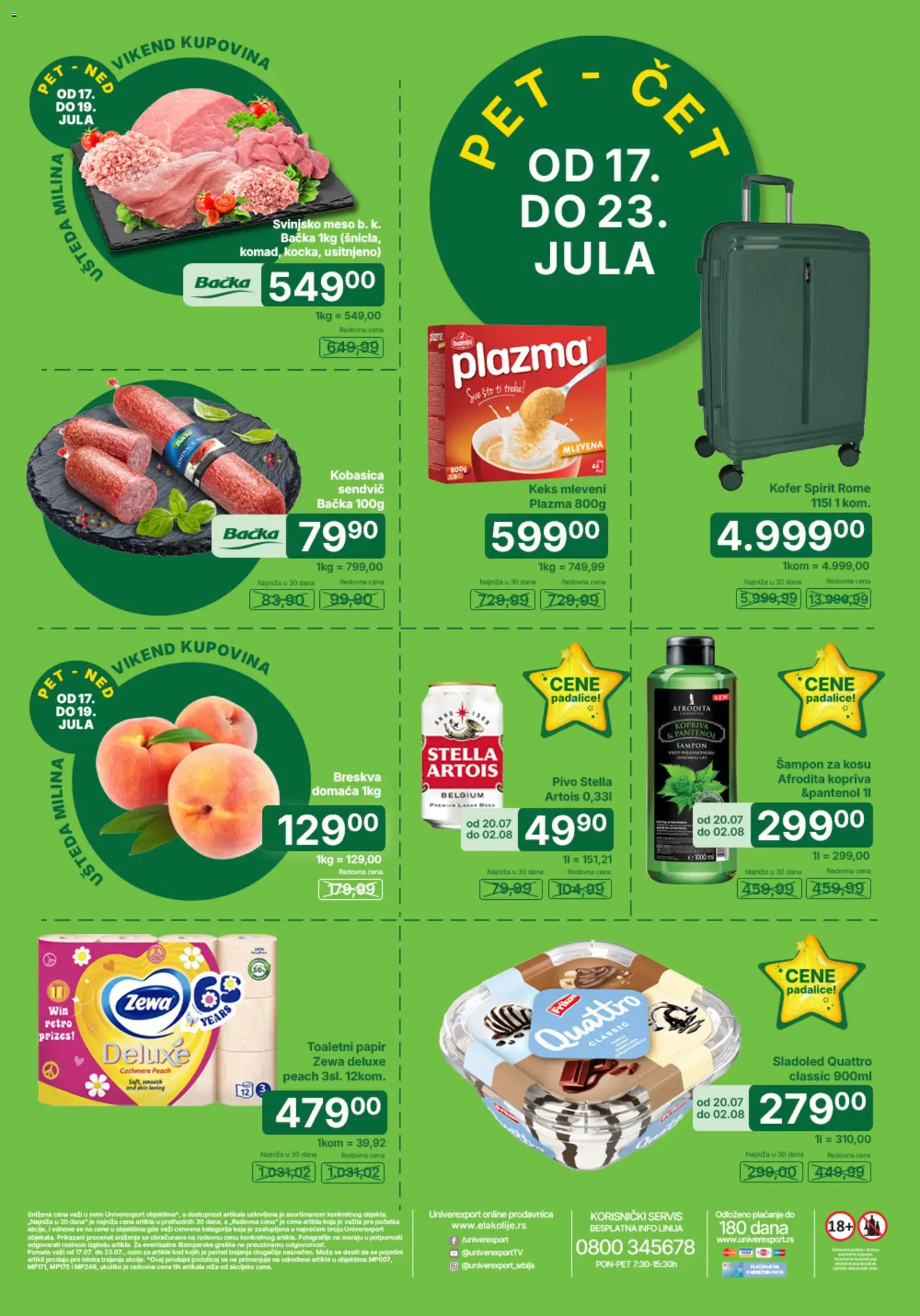 Univerexport katalog - važi od 17.07.2026 | Strana: 1 | Proizvode: Keks, Sto, Plazma, Svinjsko meso