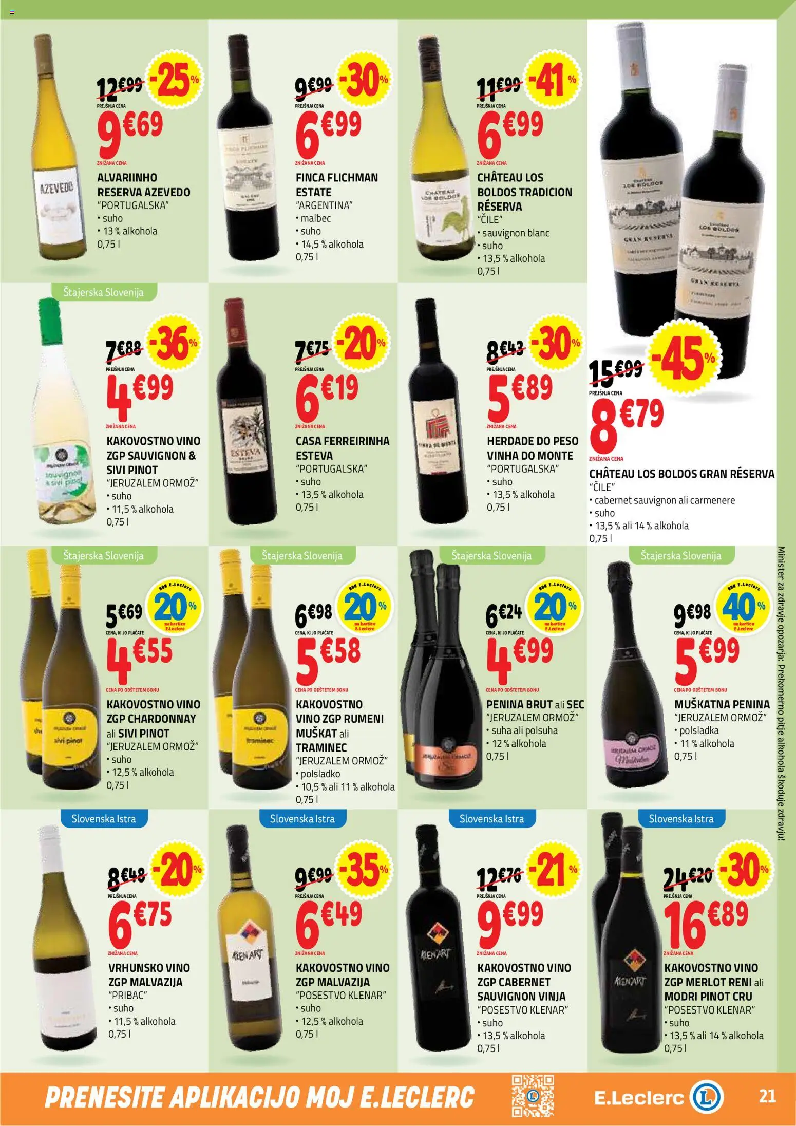 Novi E.leclerc katalog ponudbe – veljaven od 15.07.2026 | Stran: 21 | Izdelki: Penina, Vino
