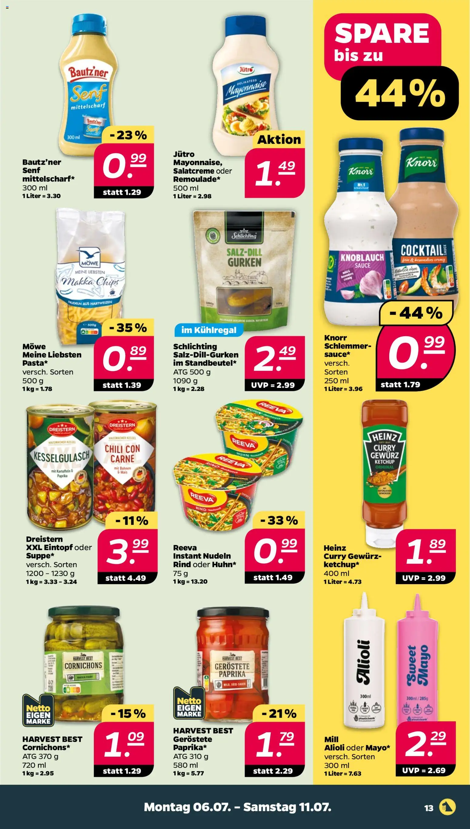 Netto Prospekt – gültig ab 06.07.2026 | Seite: 13 | Produkte: Knorr, Paprika, Mayonnaise, Chips