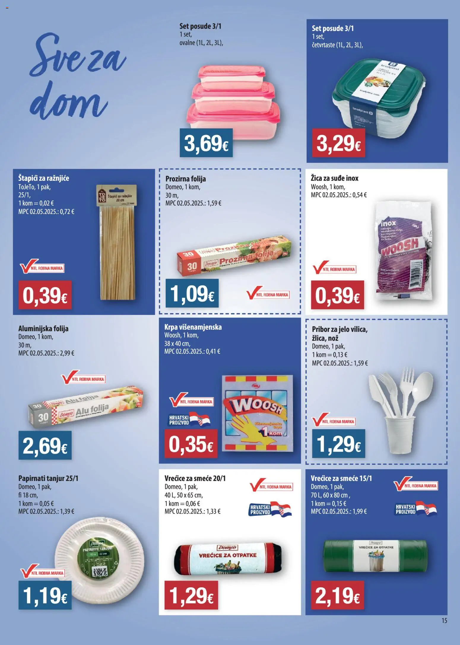 NTL katalog | vrijedi od 19.08.2026 | Stranica: 15 | Proizvodi: Folija, Krpa, Nož, Pribor za jelo