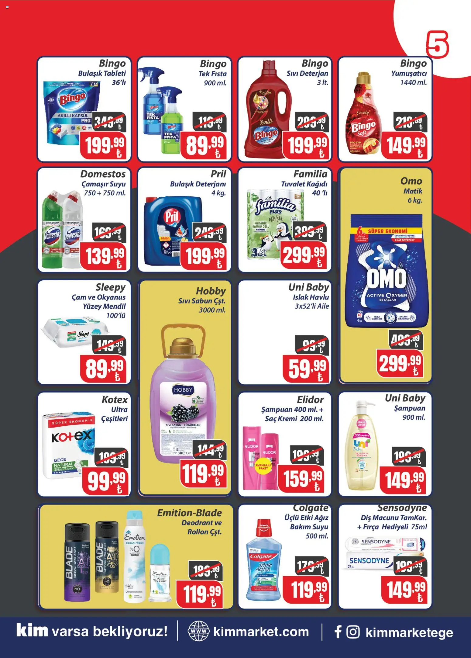 Kim Market Katalog - 01 Eylül 2026 tarihinden itibaren geçerlidir | Sayfa: 5 | Ürünler: Mendil, Sabun, Deterjan, Et