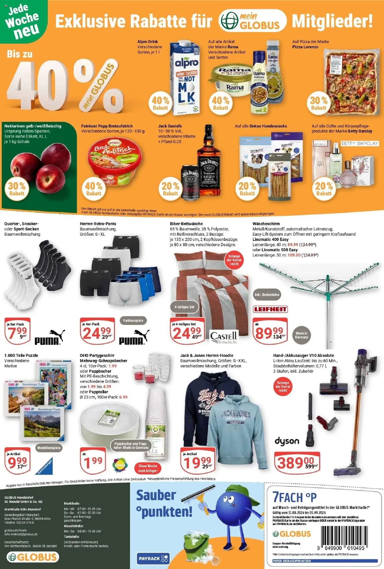 Globus Prospekt Köln (ab 31.08.2026) » Angebote online | Seite: 32 | Produkte: Dyson, Jack Daniel's, Whiskey, Telefon