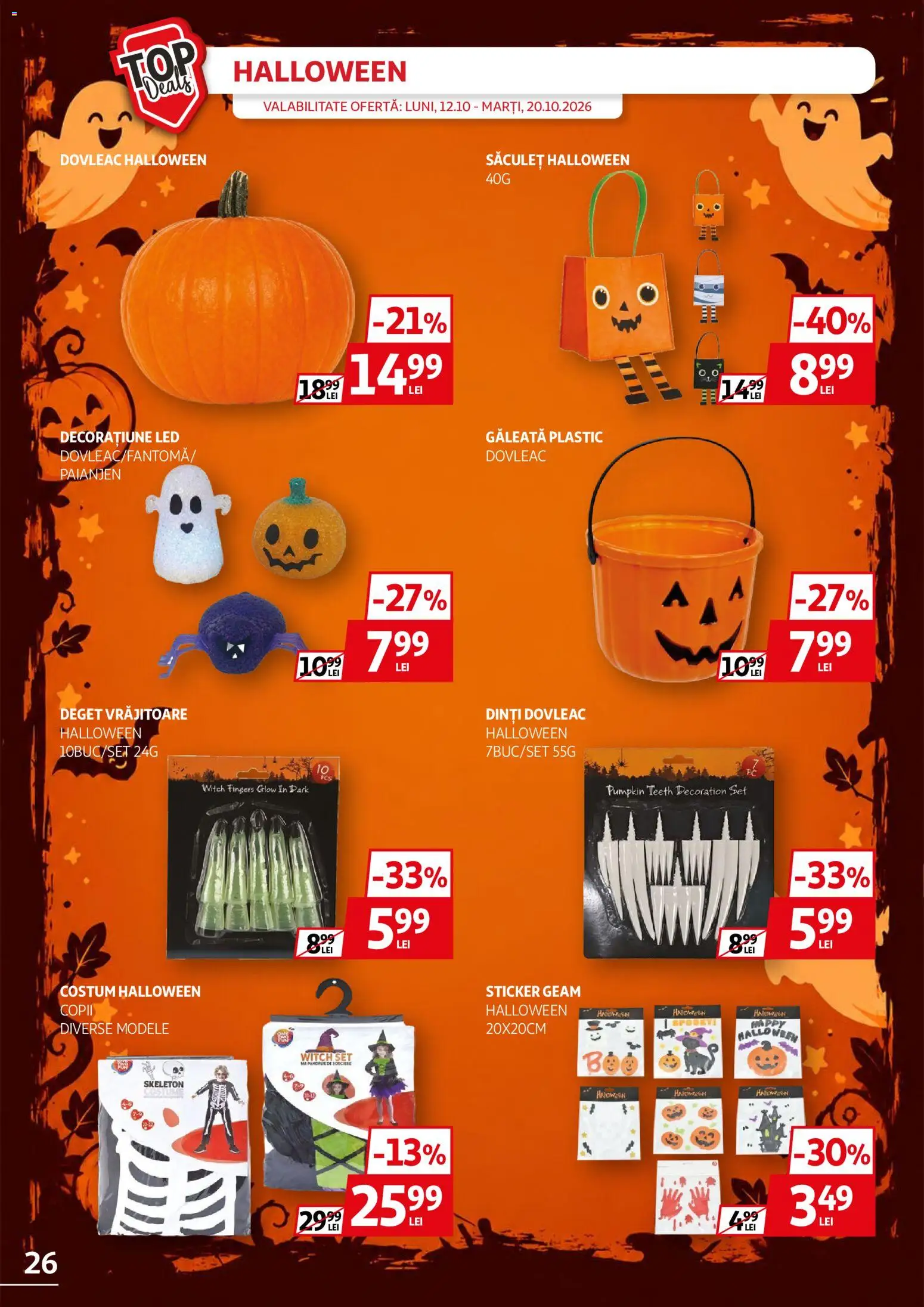 Noul catalog Auchan – valabil de la 12.10.2026 | Pagină: 26 | Produse: Dovleac, LED, Costum