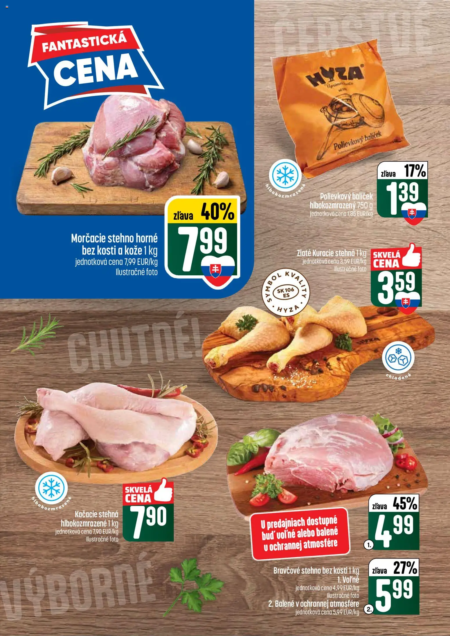 Nové COOP Jednota akcie – leták je platný od 21.05.2026 | Strana: 14 | Produkty: Kačacie stehná, Bravčové stehno, Kuracie stehná