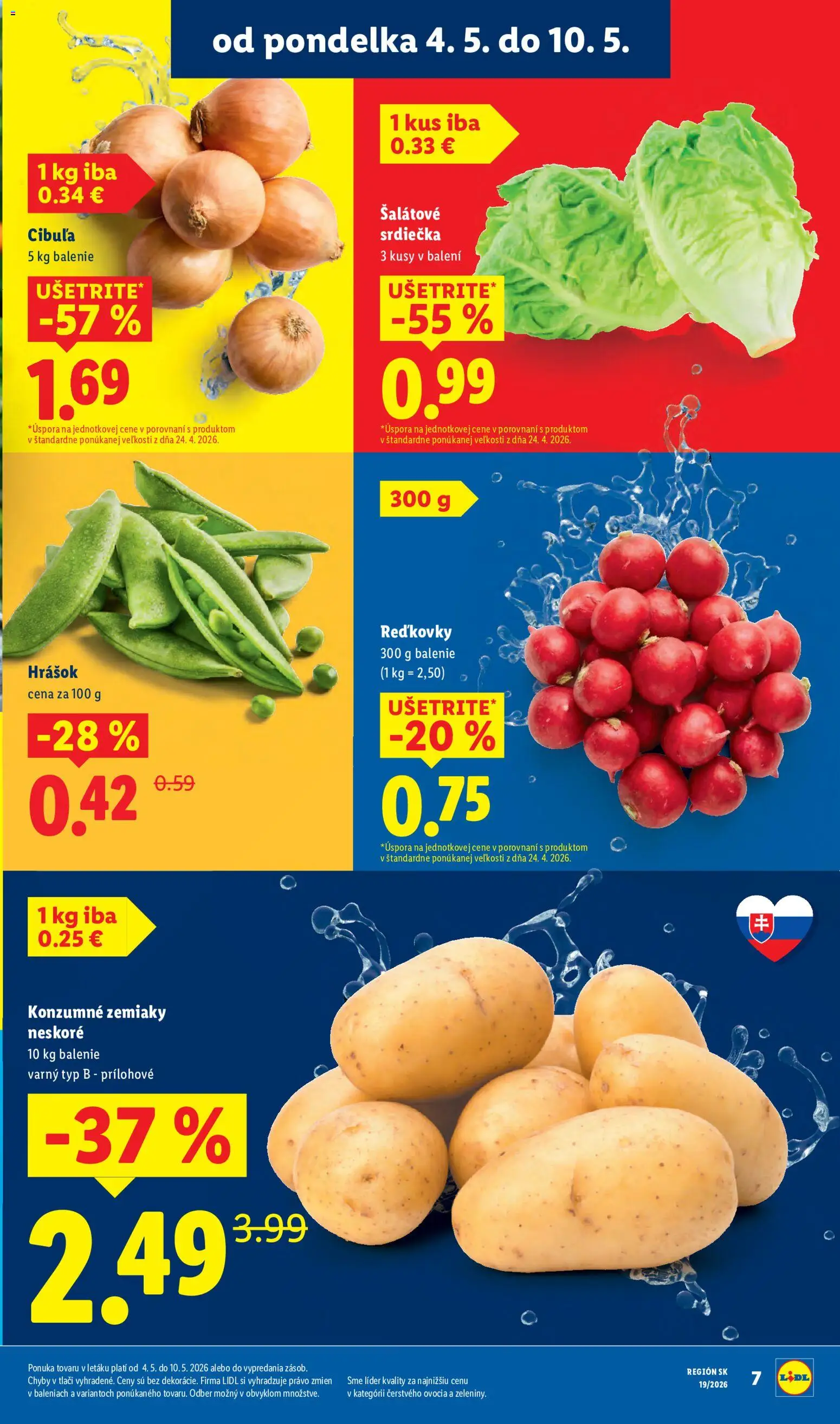 Nové Lidl akcie – leták je platný od 04.05.2026 | Strana: 5 | Produkty: Hrášok, Zemiaky, Cibuľa