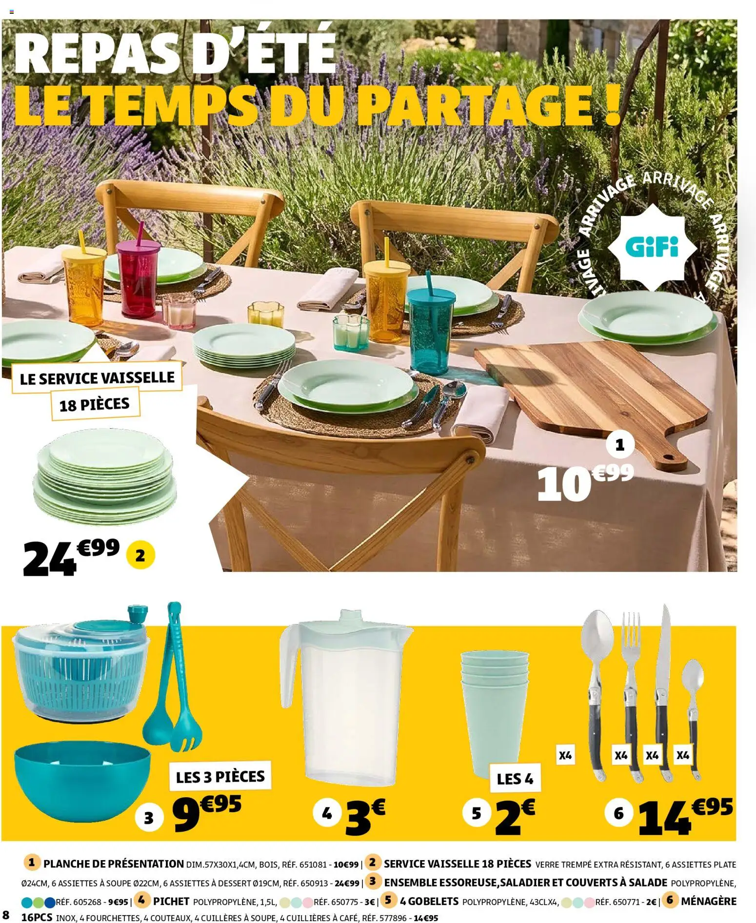 {H1} | Page: 8 | Produits: Salade, Soupe, Cuillères, Service vaisselle 18 pièces