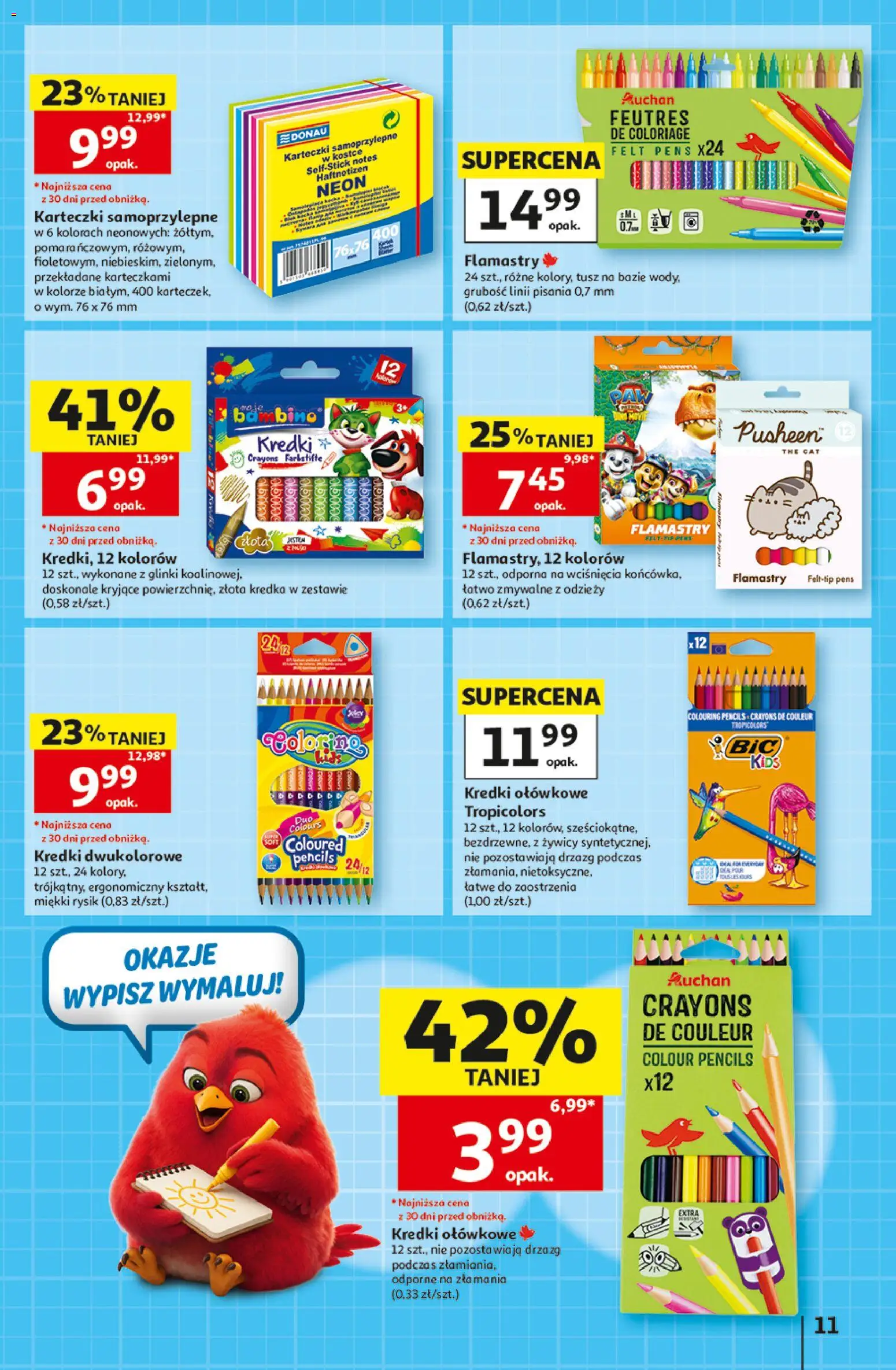 Auchan gazetka - 30 Lat Hipermarket od 03.09.2026 | Strona: 11 | Produkty: Kredki, Flamastry