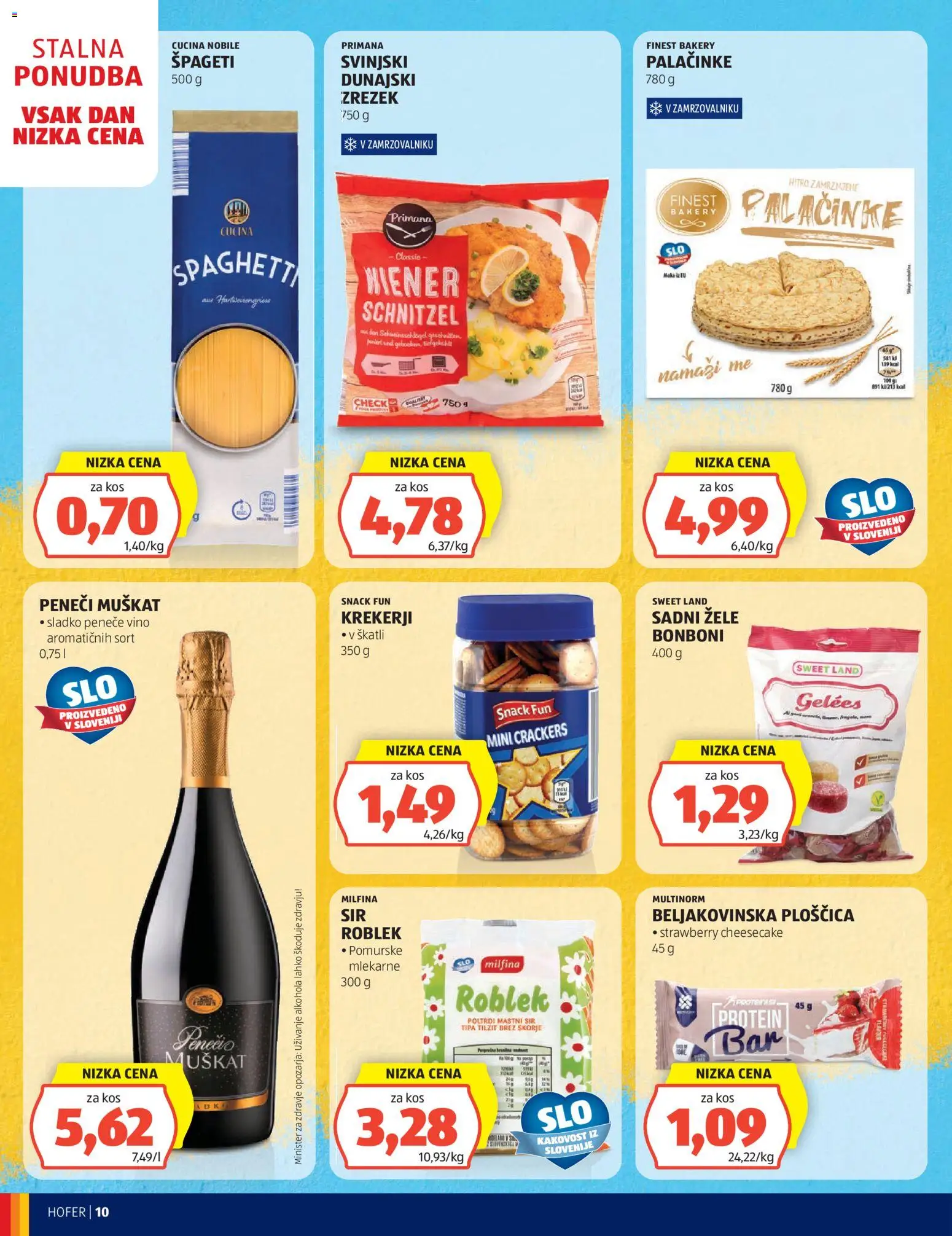 Hofer SI katalog | vrijedi od 28.10.2026 | Stranica: 10 | Proizvodi: Palacinke, Sir, Vino, Špageti
