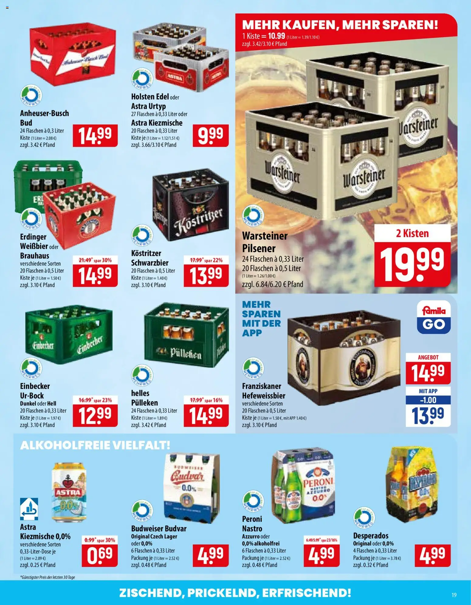 Famila Prospekt – gültig ab 17.08.2026 | Seite: 19 | Produkte: Erdinger, Weißbier, Astra, Warsteiner