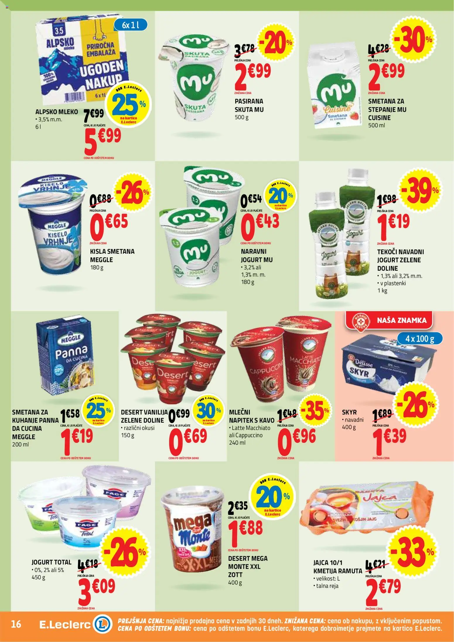 Novi E.leclerc katalog ponudbe – veljaven od 30.09.2026 | Stran: 16 | Izdelki: Skyr, Mleko, Jogurt, Smetana
